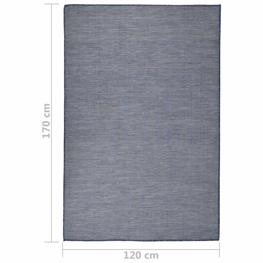 Buitenkleed platgeweven 120x170 cm blauw – afbeelding 6