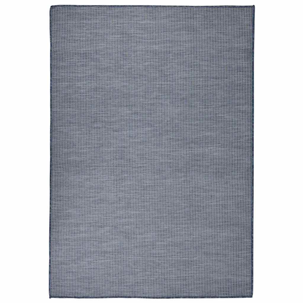 Buitenkleed platgeweven 140x200 cm blauw – afbeelding 1