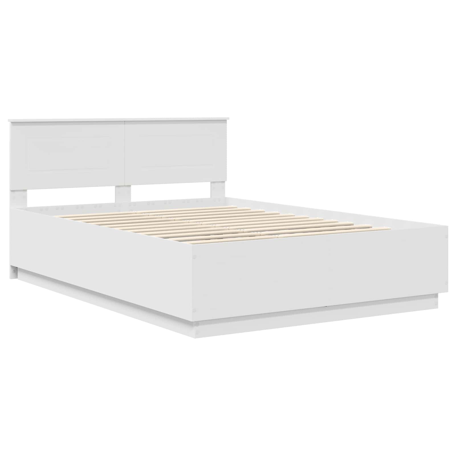 Bedframe met LED-stripverlichting Wit 140 x 200 cm Bewerkt hout – afbeelding 5