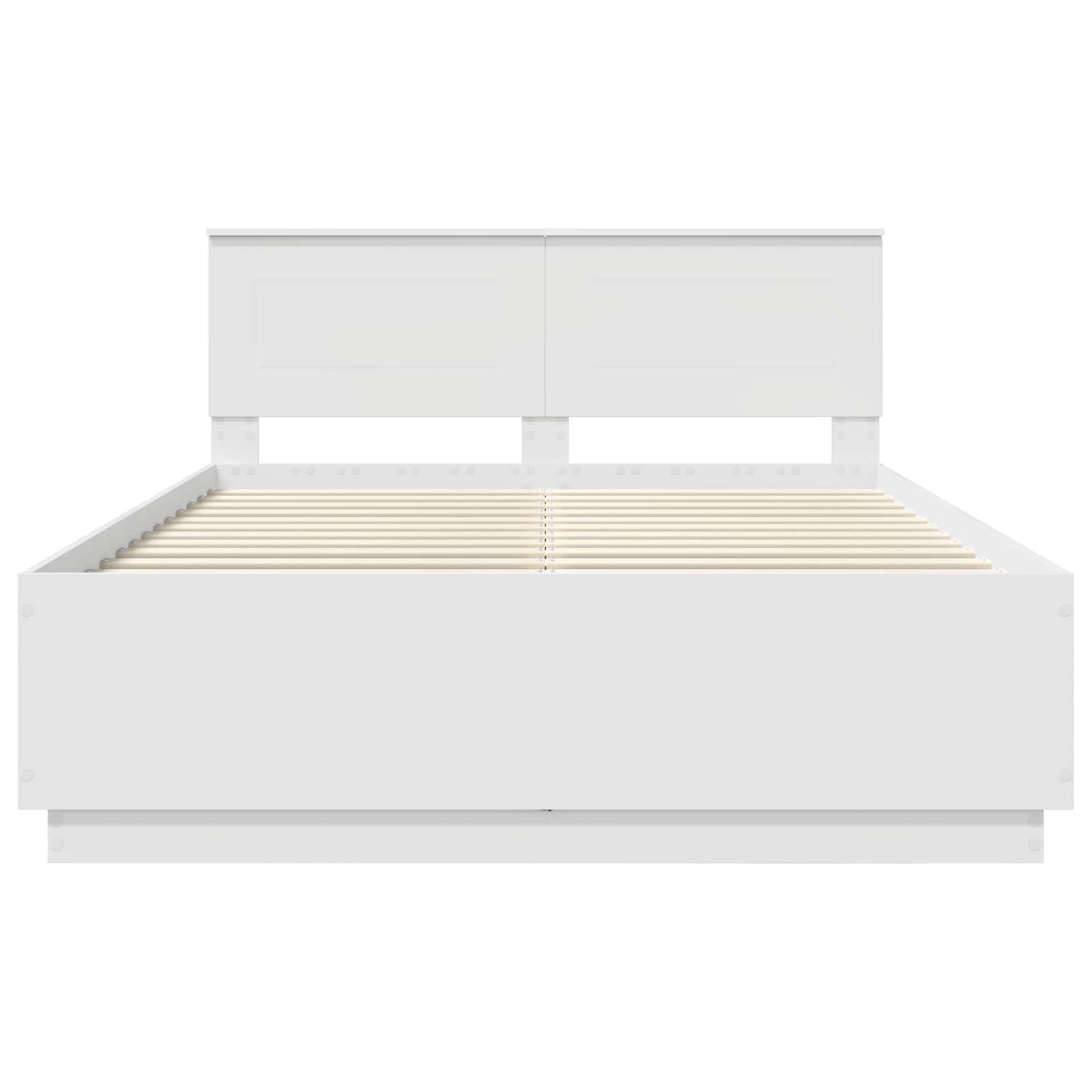 Bedframe met LED-stripverlichting Wit 140 x 200 cm Bewerkt hout – afbeelding 8