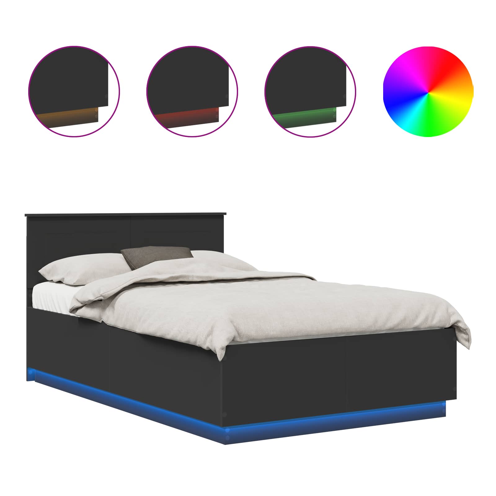 Bedframe met hoofdeinde Zwart 120 x 190 cm Bewerkt hout – afbeelding 2