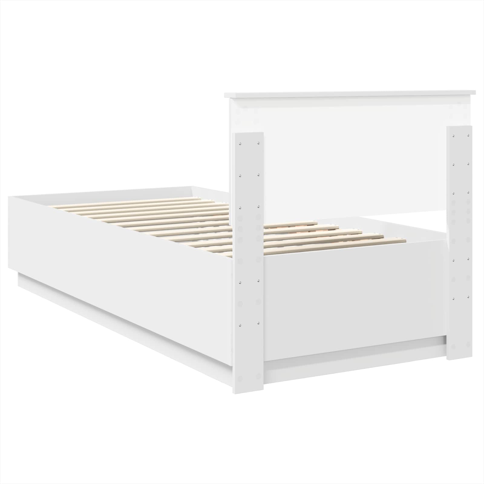 Bedframe met LED-stripverlichting Wit 90 x 190 cm Bewerkt hout – afbeelding 10