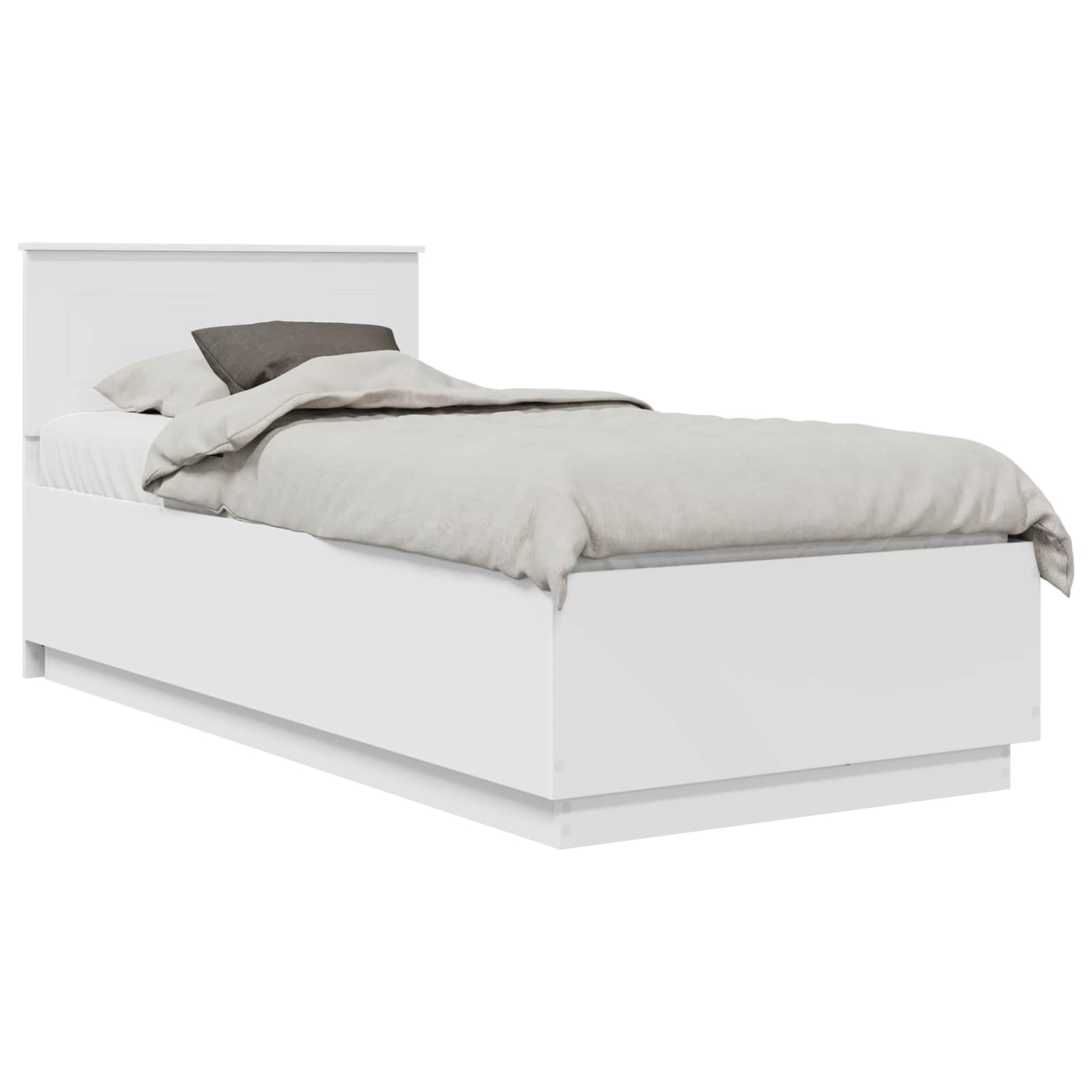 Bedframe met LED-stripverlichting Wit 90 x 190 cm Bewerkt hout – afbeelding 3