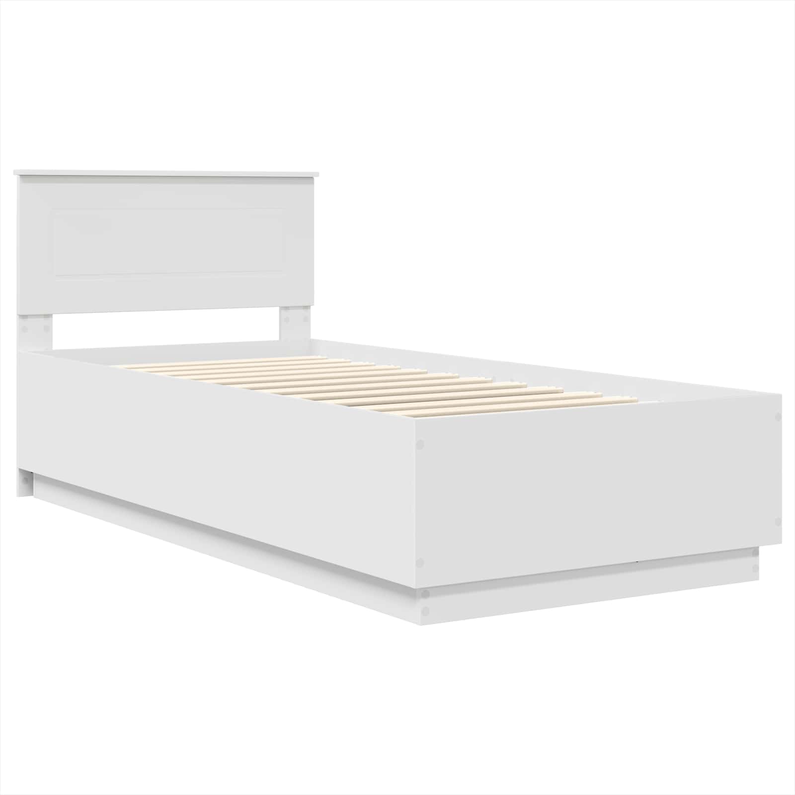 Bedframe met LED-stripverlichting Wit 90 x 190 cm Bewerkt hout – afbeelding 5