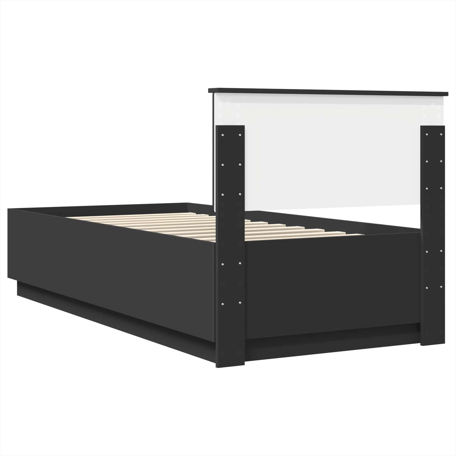 Bedframe met LED-striplichten Zwart 90 x 190 cm Bewerkt hout – afbeelding 10