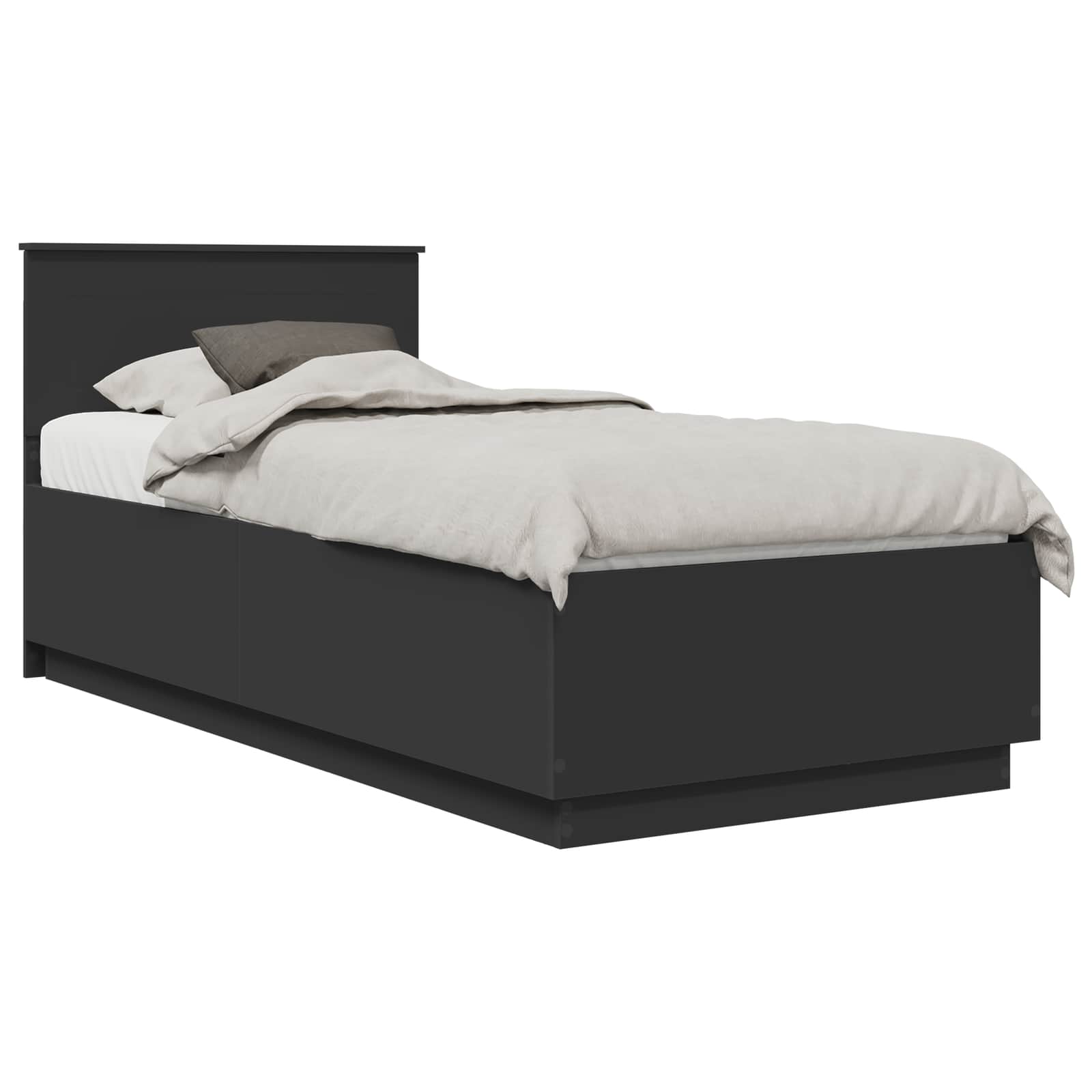 Bedframe met LED-striplichten Zwart 90 x 190 cm Bewerkt hout – afbeelding 3