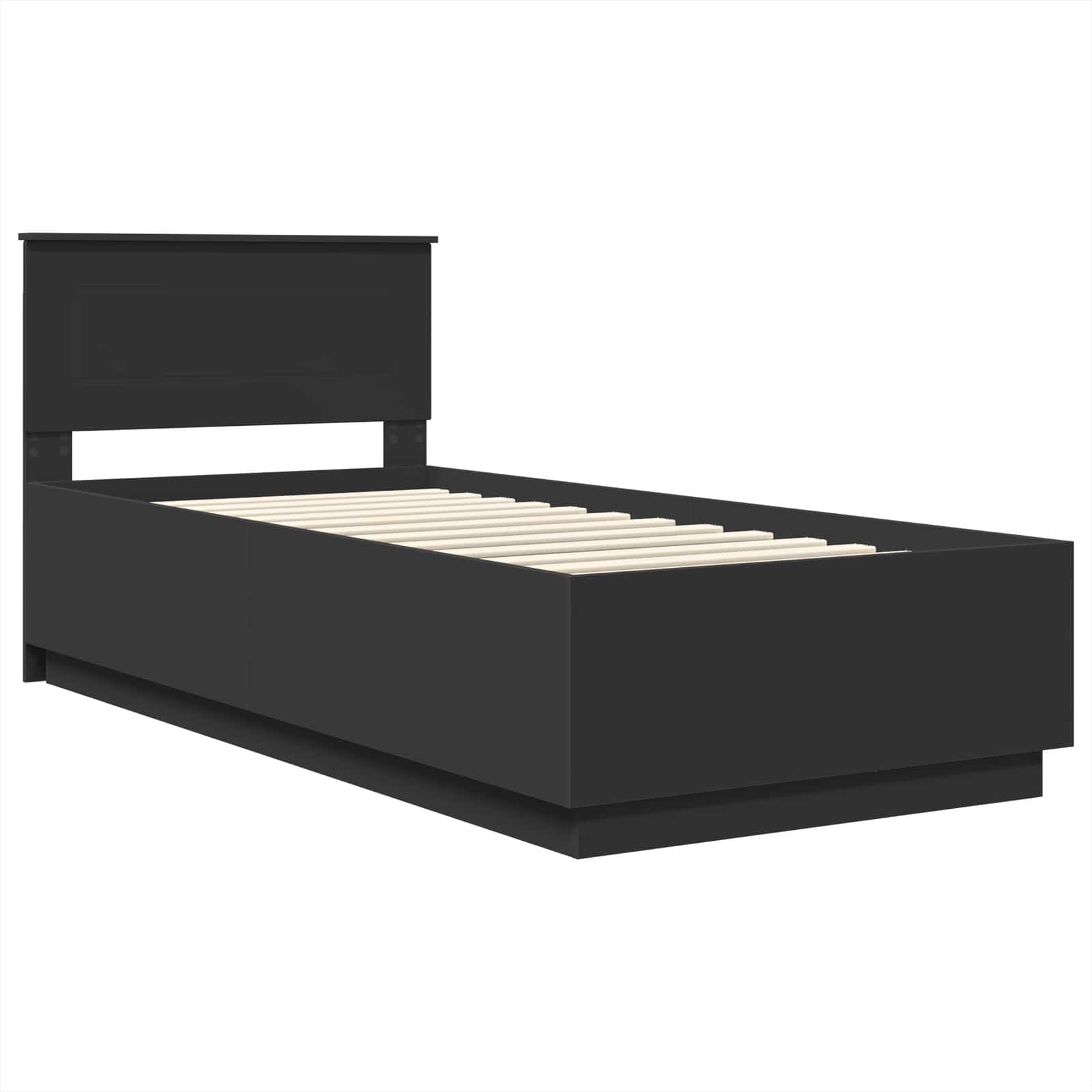 Bedframe met LED-striplichten Zwart 90 x 190 cm Bewerkt hout – afbeelding 5