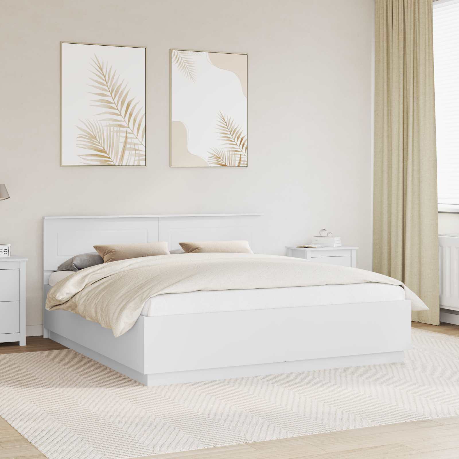 Bedframe met hoofdeinde Wit 180 x 200 cm Bewerkt hout – afbeelding 1