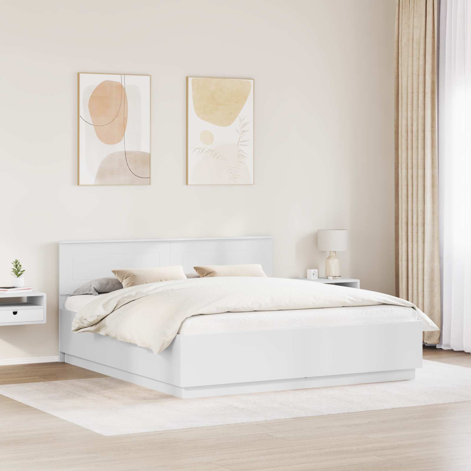 Bedframe met hoofdeinde Wit 180 x 200 cm Bewerkt hout – afbeelding 3