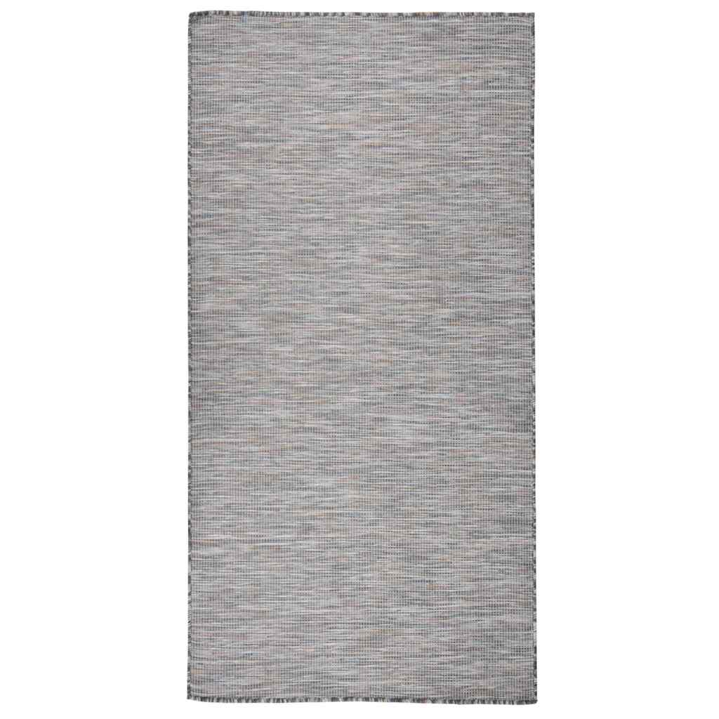 Buitenkleed platgeweven 100x200 cm bruin en blauw