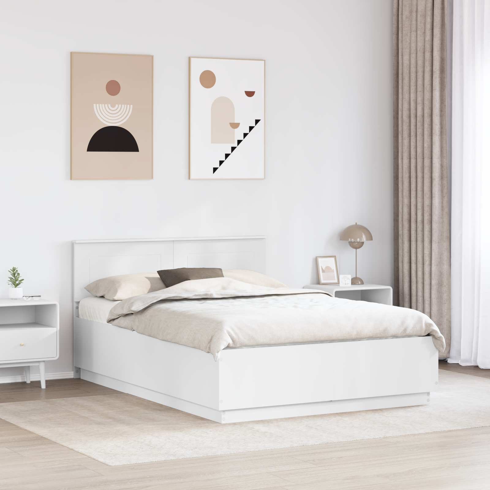 Bedframe met hoofdeinde Wit 140 x 200 cm Bewerkt hout – afbeelding 3