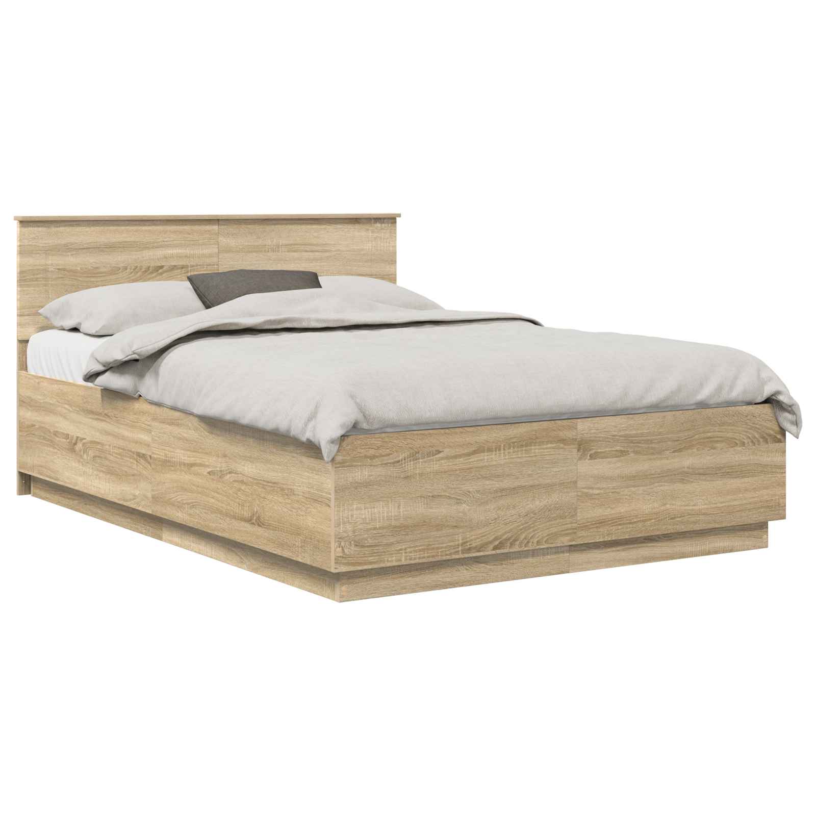 Bedframe met hoofdeinde Sonoma Eiken 140 x 200 cm Bewerkt hout – afbeelding 2