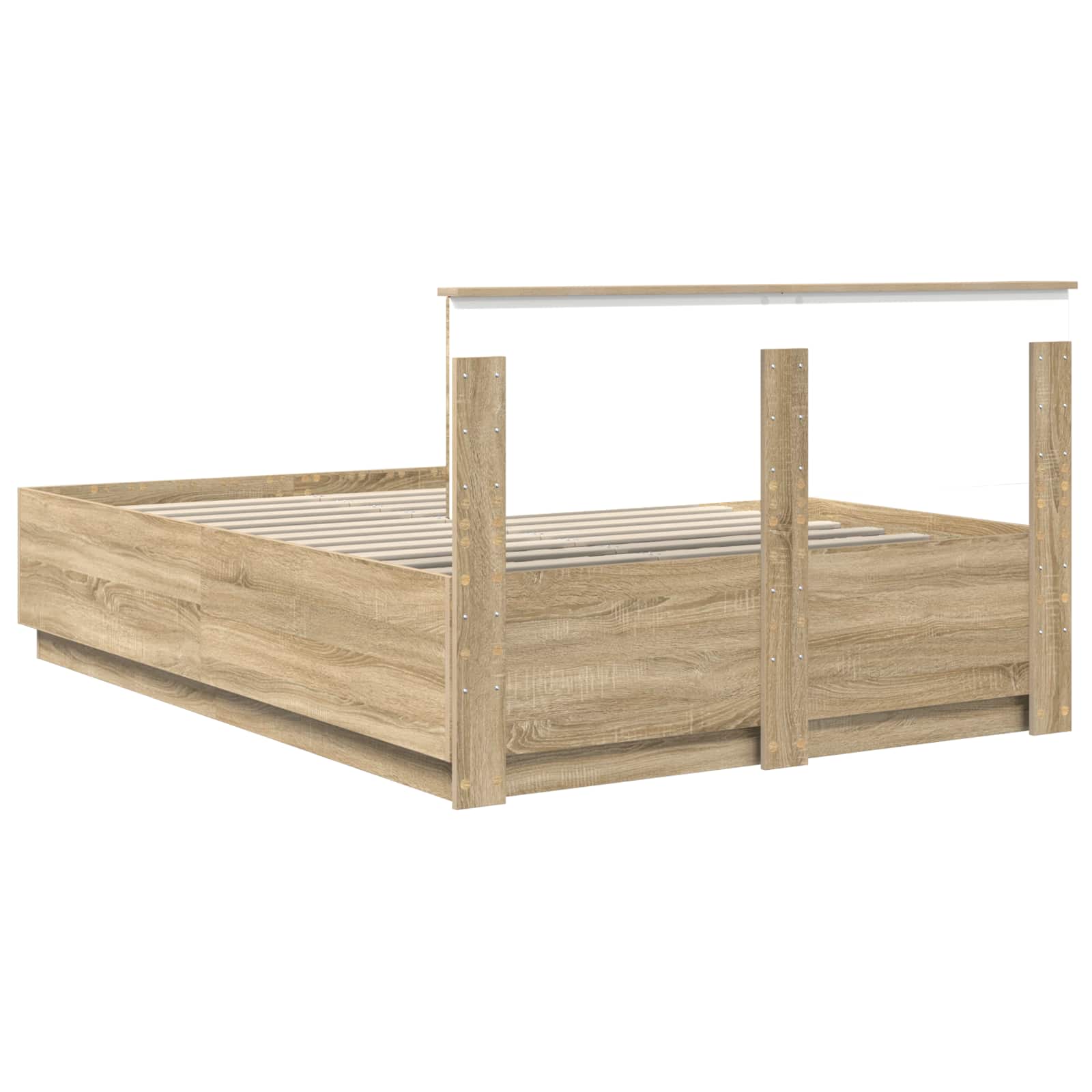 Bedframe met hoofdeinde Sonoma Eiken 140 x 200 cm Bewerkt hout – afbeelding 9