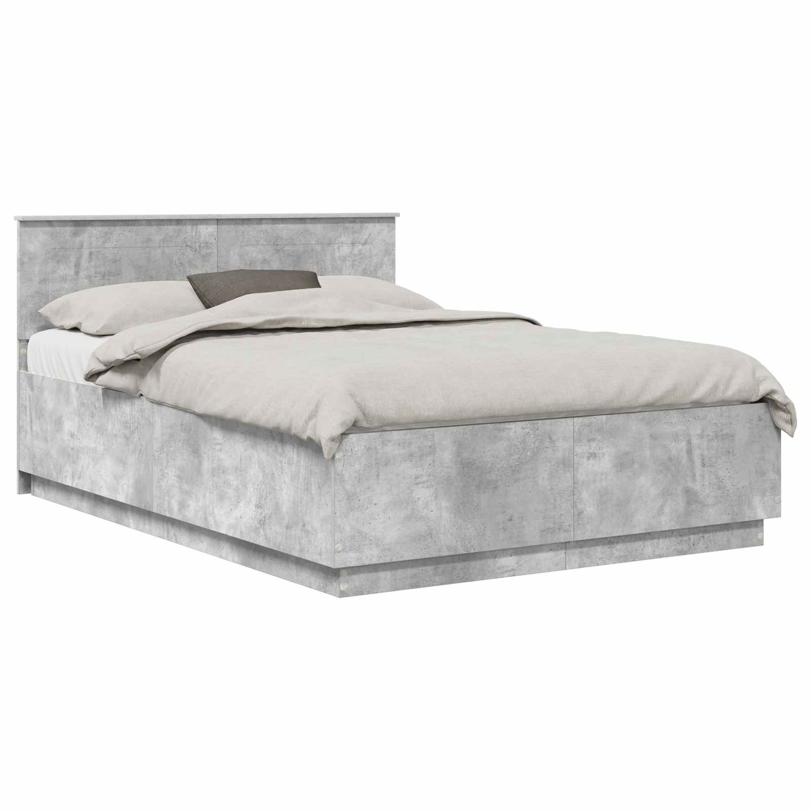 Bedframe met hoofdeinde Betongrijs 140 x 200 cm Bewerkt hout – afbeelding 2
