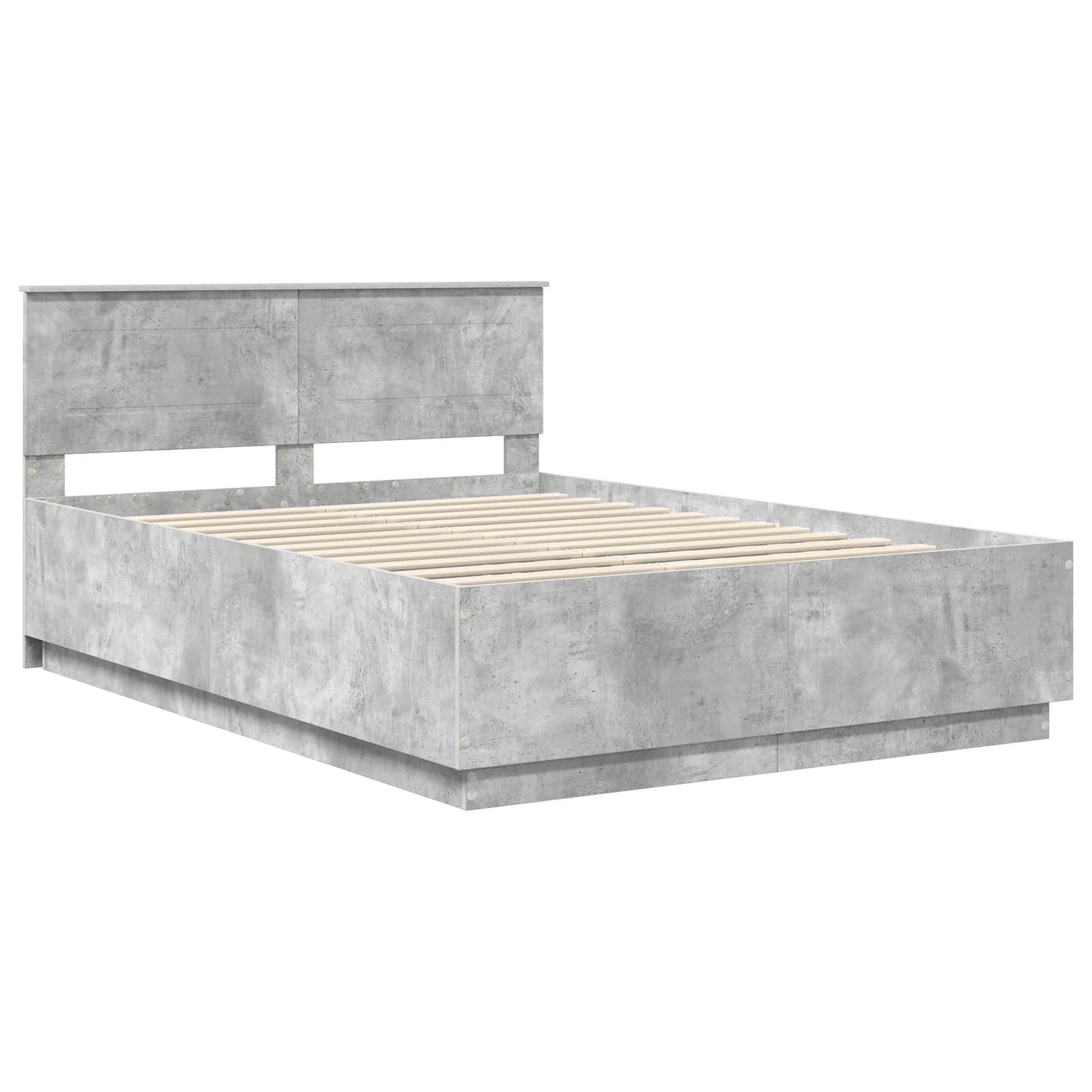 Bedframe met hoofdeinde Betongrijs 140 x 200 cm Bewerkt hout – afbeelding 4