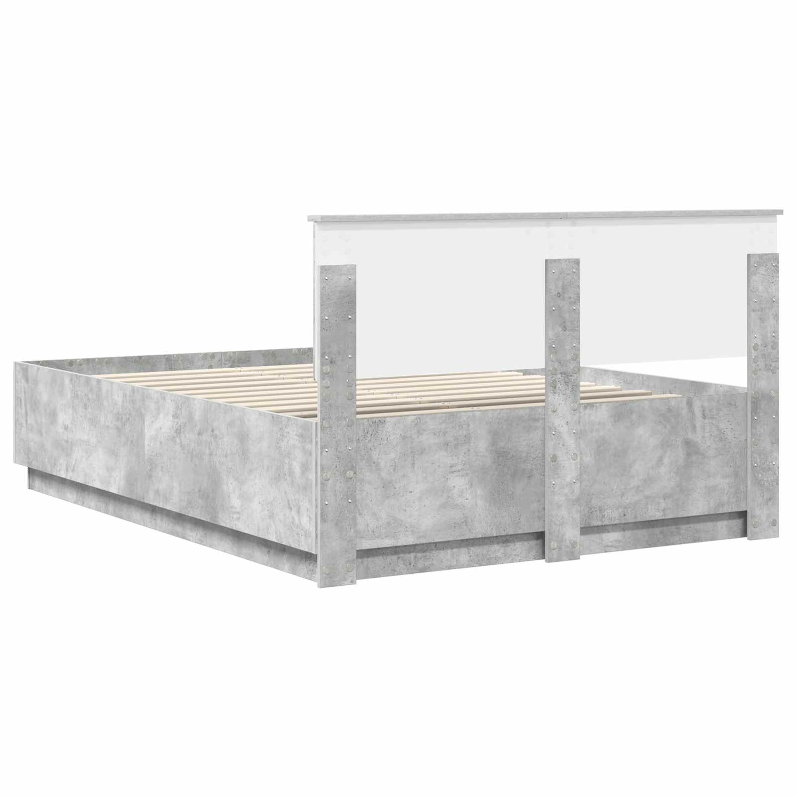 Bedframe met hoofdeinde Betongrijs 140 x 200 cm Bewerkt hout – afbeelding 9