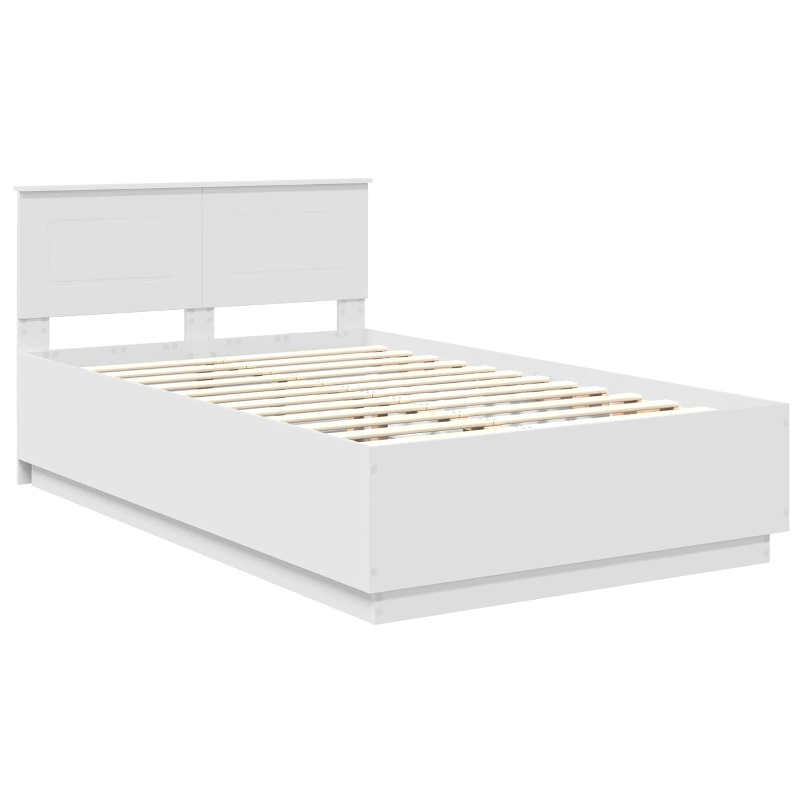 Bedframe met hoofdeinde Wit 135 x 190 cm Bewerkt hout – afbeelding 4