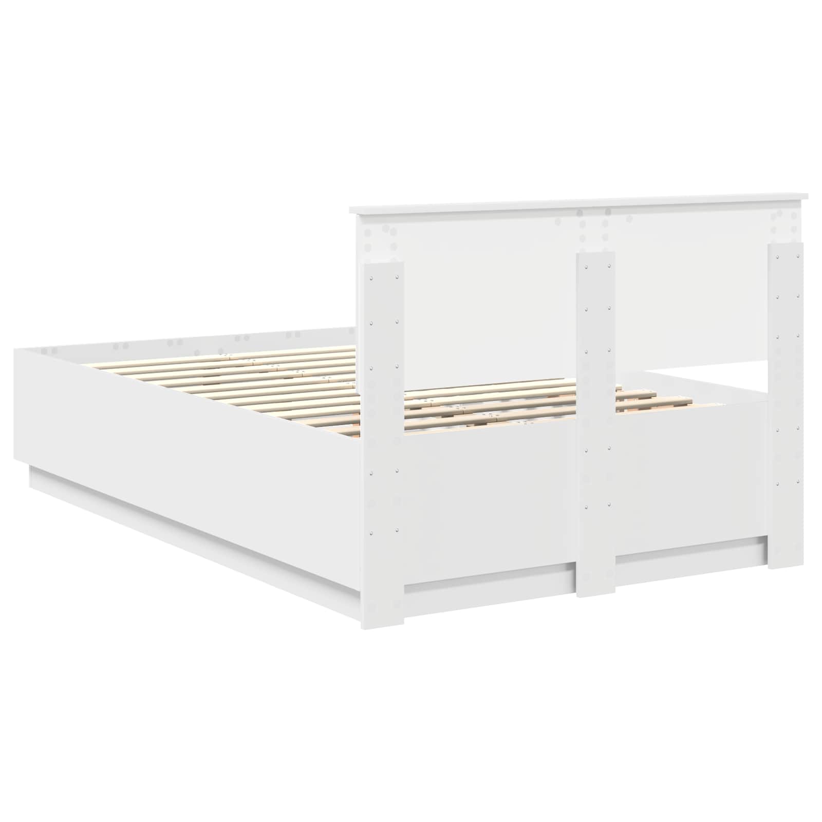 Bedframe met hoofdeinde Wit 135 x 190 cm Bewerkt hout – afbeelding 9