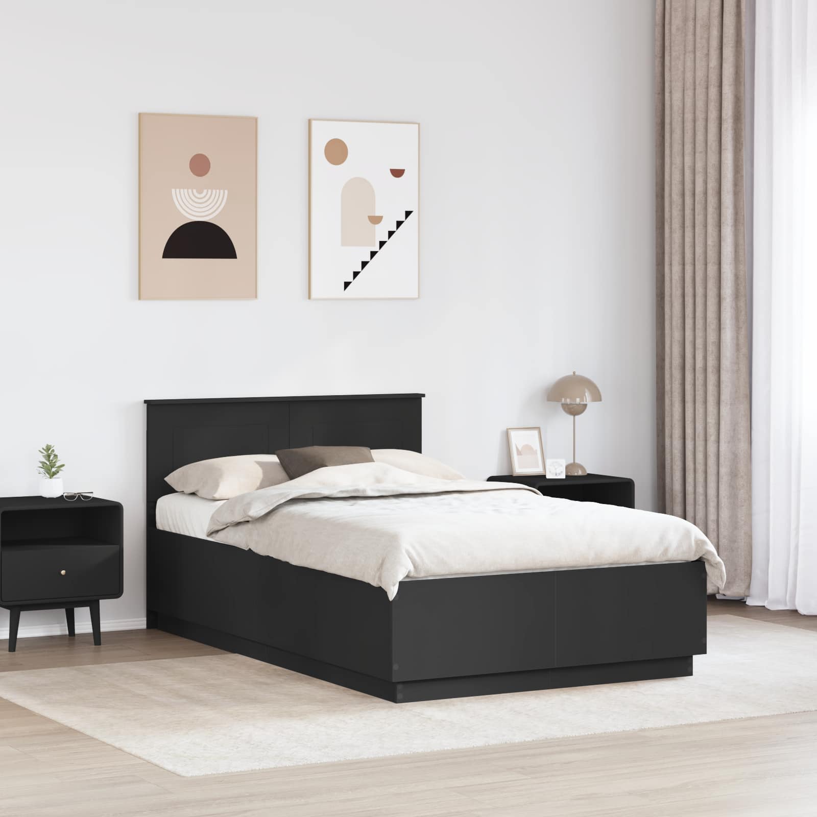 Bedframe met hoofdeinde Zwart 120 x 190 cm Bewerkt hout – afbeelding 3