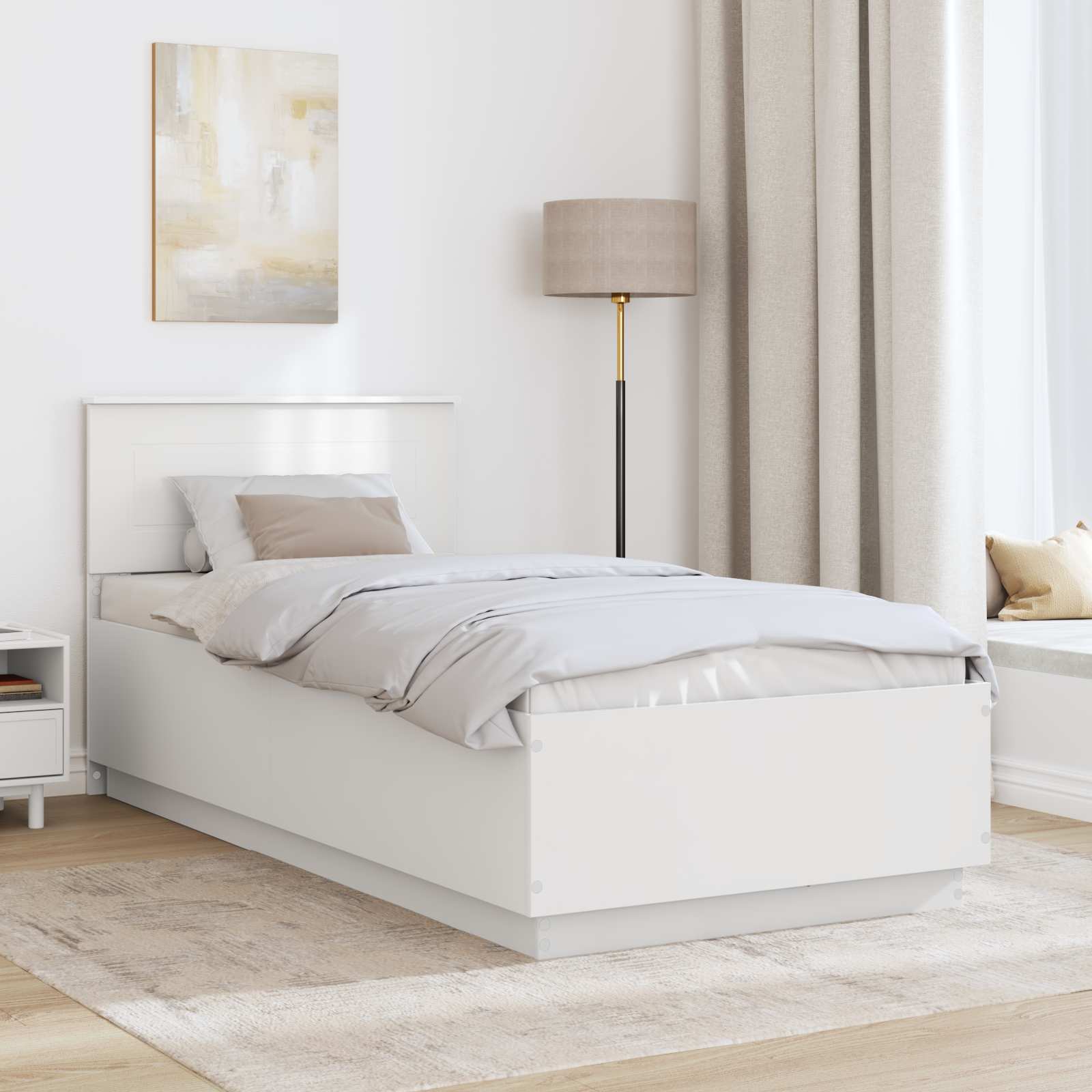 Bedframe met hoofdeinde Wit 90 x 200 cm Bewerkt hout – afbeelding 3