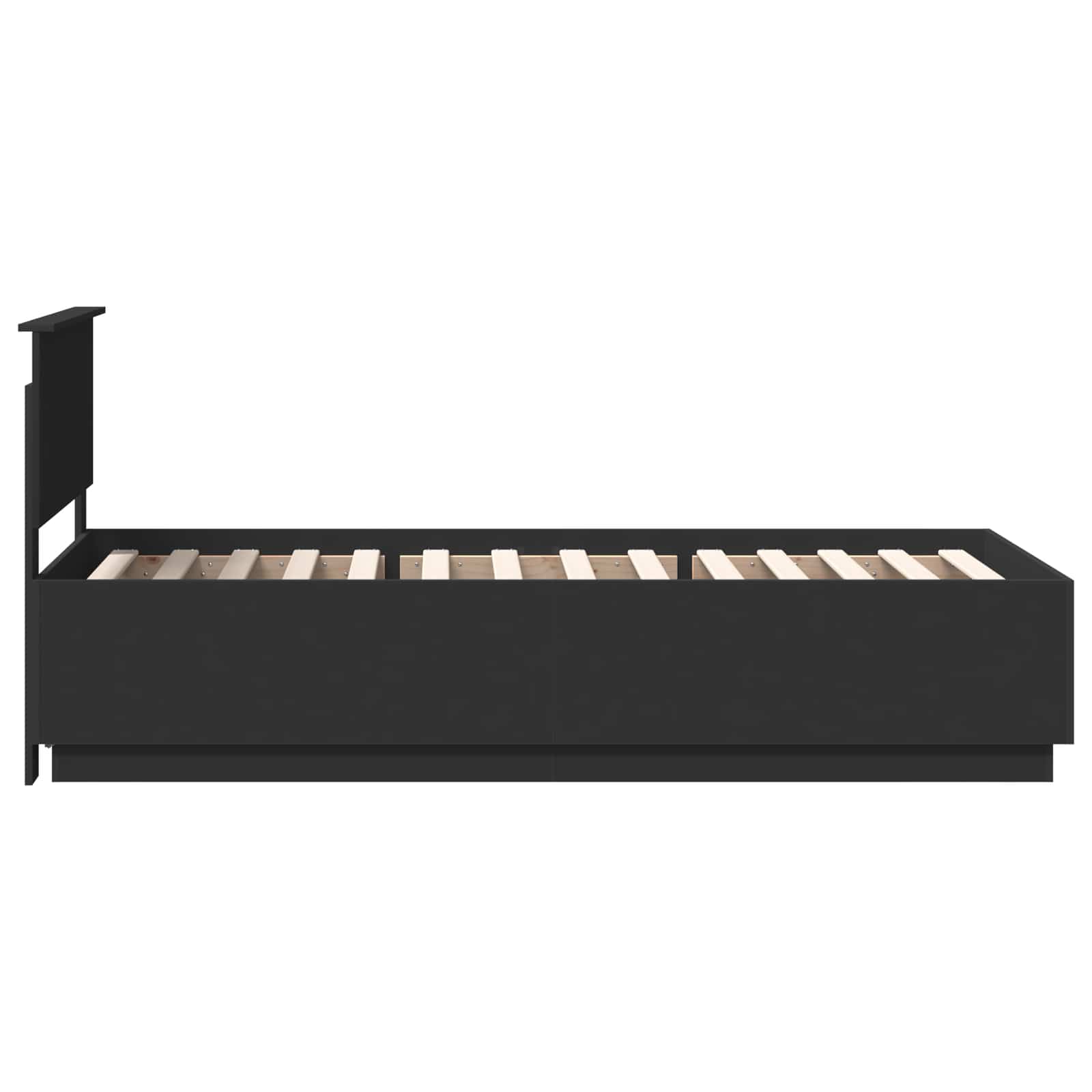 Bedframe met hoofdeinde Zwart 90 x 200 cm Bewerkt hout – afbeelding 8