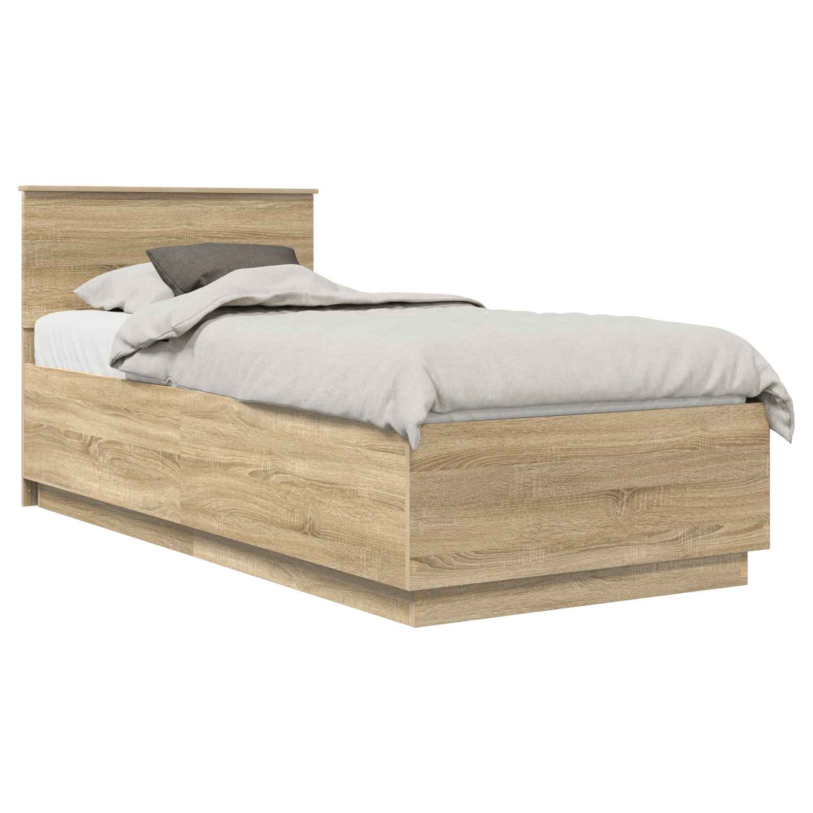 Bedframe met hoofdeinde Sonoma Eiken 90 x 200 cm Bewerkt hout – afbeelding 2
