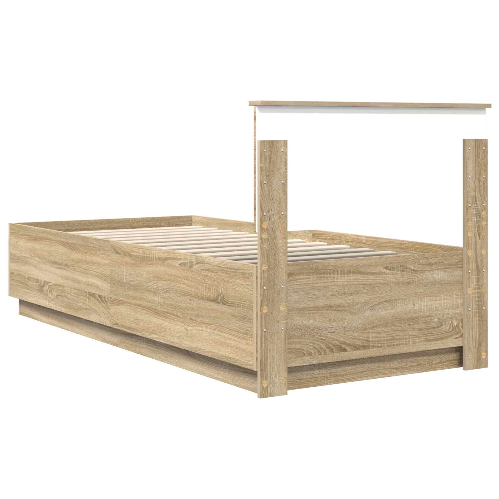 Bedframe met hoofdeinde Sonoma Eiken 90 x 200 cm Bewerkt hout – afbeelding 9