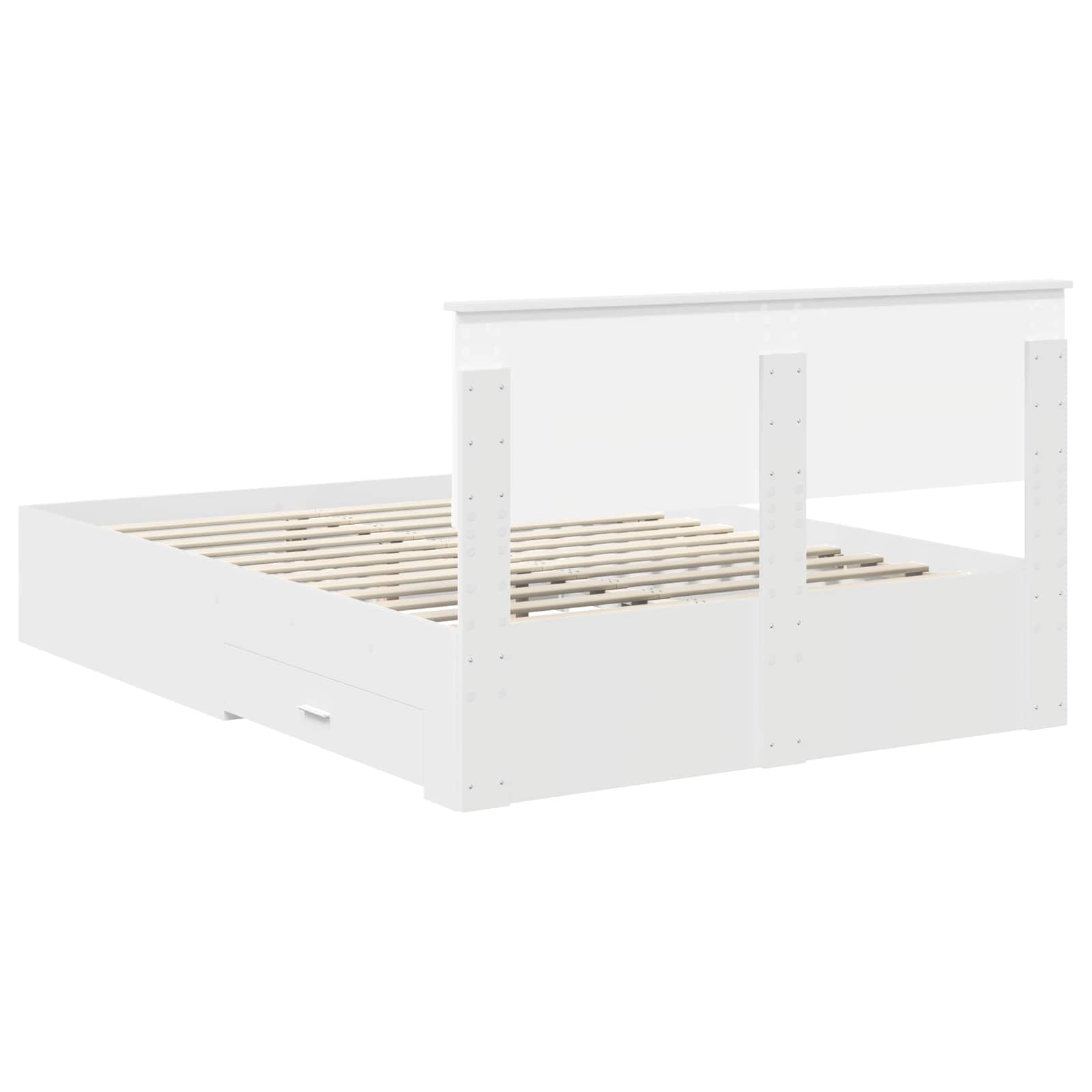 Bedframe met hoofdeinde met lade Wit 150 x 200 cm Bewerkt hout – afbeelding 10