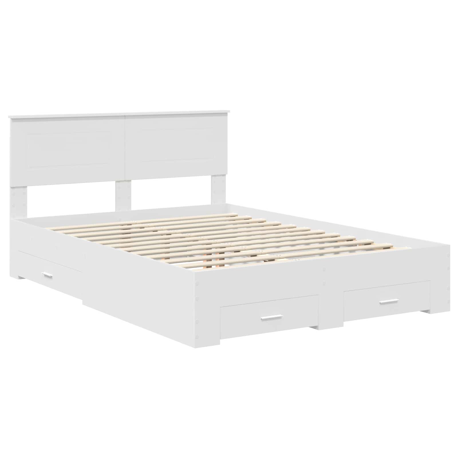 Bedframe met hoofdeinde met lade Wit 150 x 200 cm Bewerkt hout – afbeelding 4