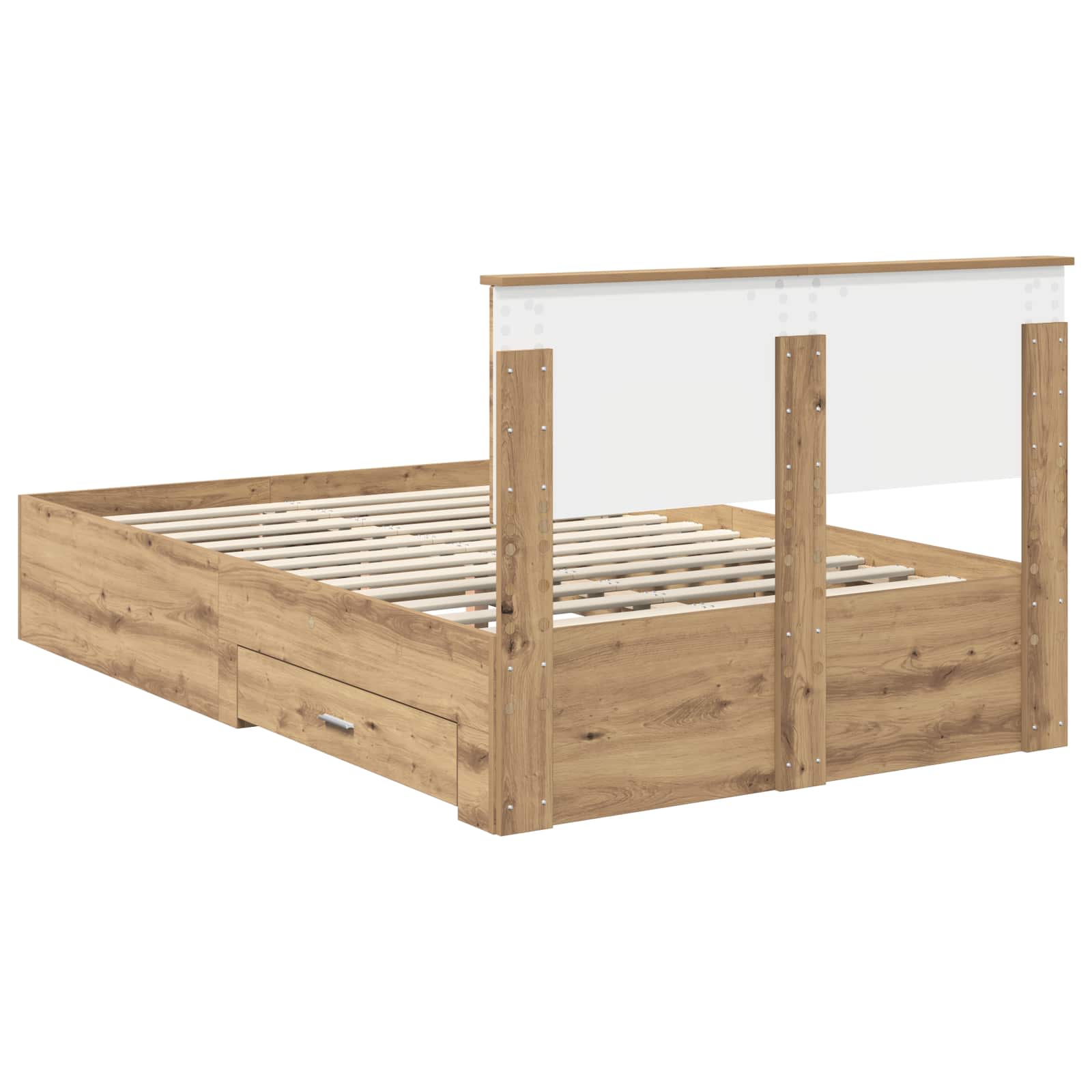 Bedframe met hoofdeinde Artisan Eiken 120 x 200 cm Bewerkt hout – afbeelding 10