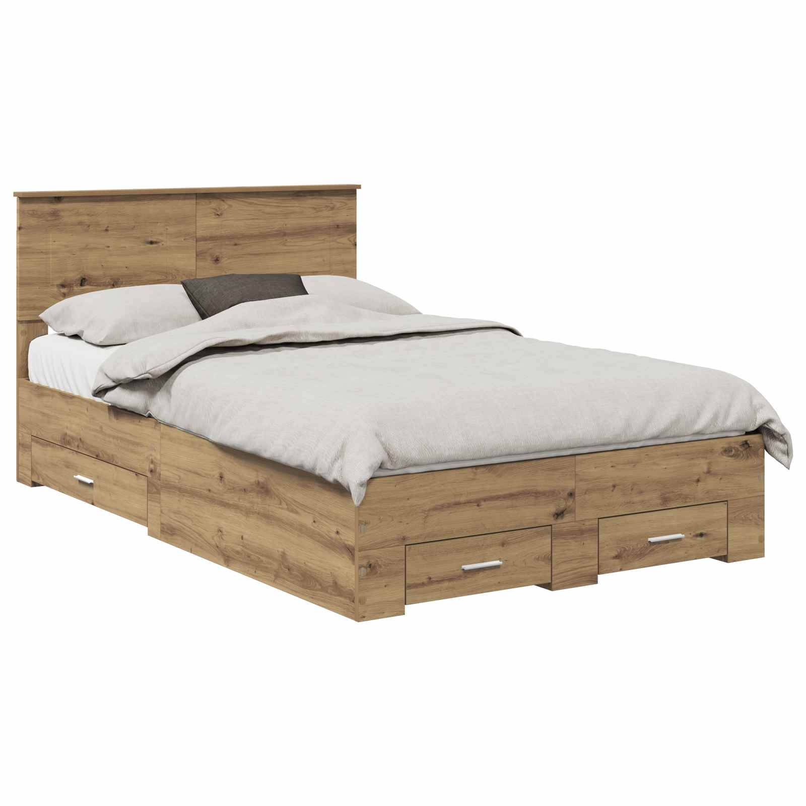 Bedframe met hoofdeinde Artisan Eiken 120 x 200 cm Bewerkt hout – afbeelding 2