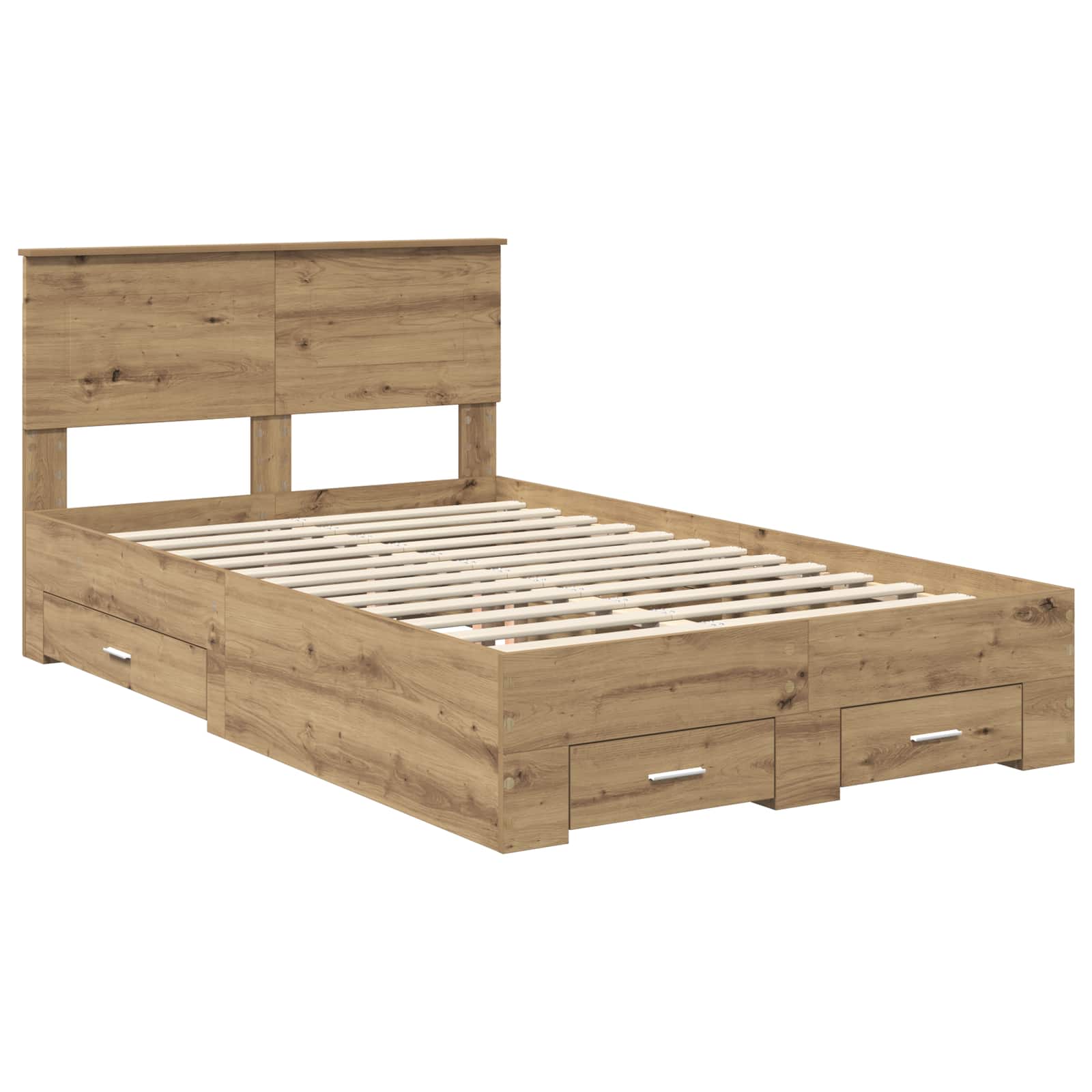Bedframe met hoofdeinde Artisan Eiken 120 x 200 cm Bewerkt hout – afbeelding 4