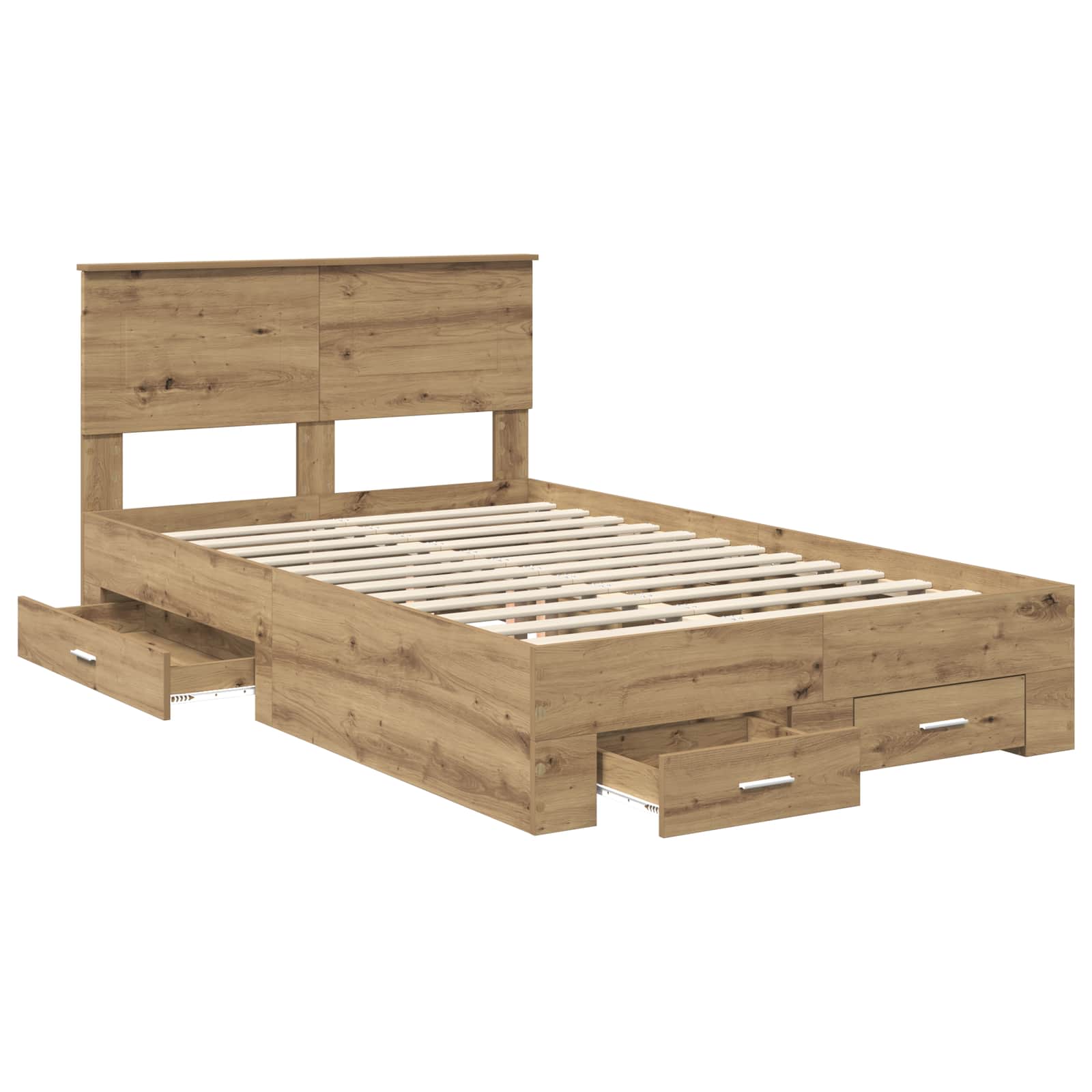 Bedframe met hoofdeinde Artisan Eiken 120 x 200 cm Bewerkt hout – afbeelding 5