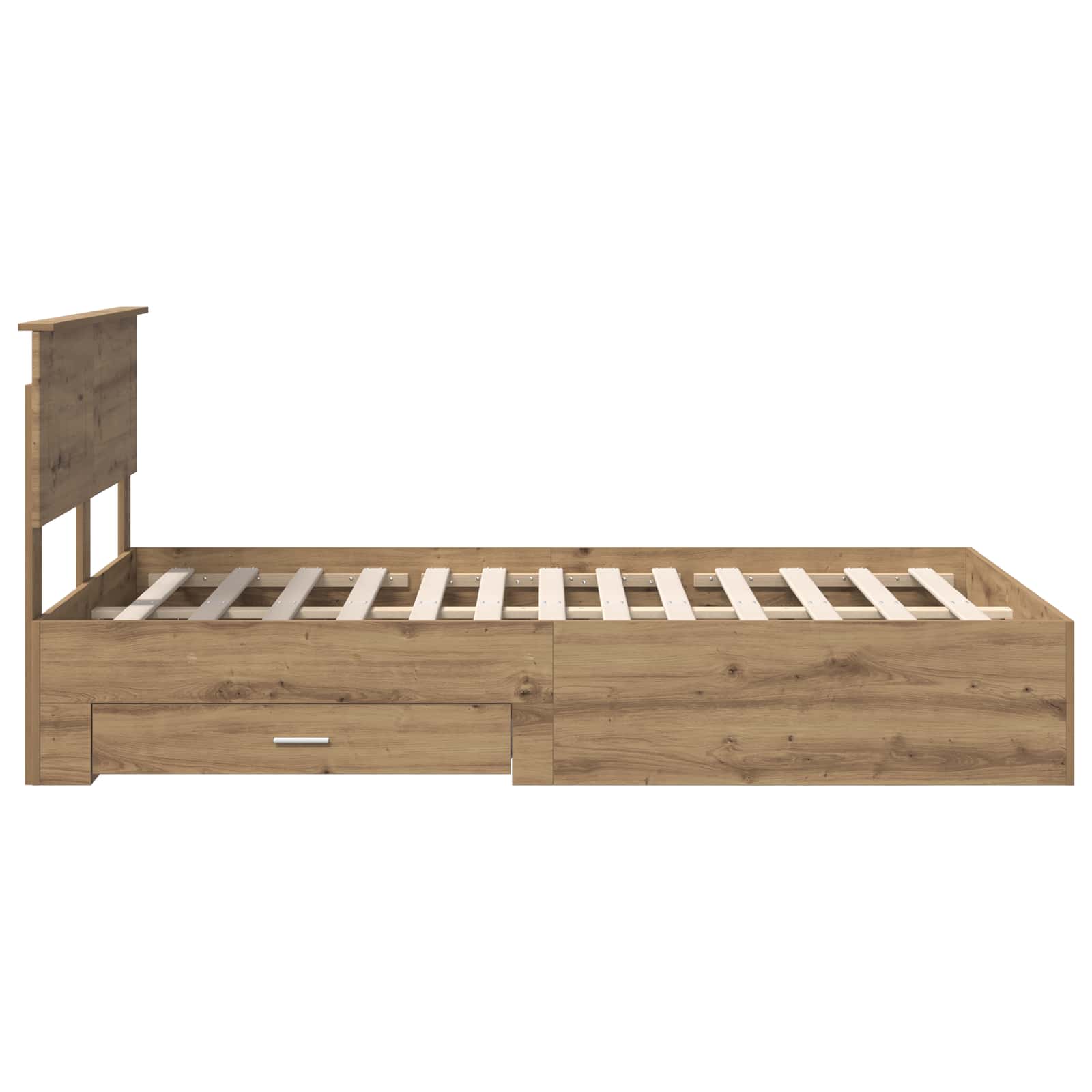 Bedframe met hoofdeinde Artisan Eiken 120 x 200 cm Bewerkt hout – afbeelding 9