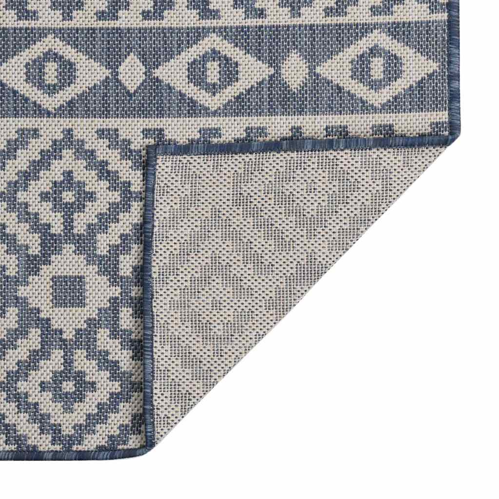 Buitenkleed met patroon platgeweven 160x230 cm blauw – afbeelding 2