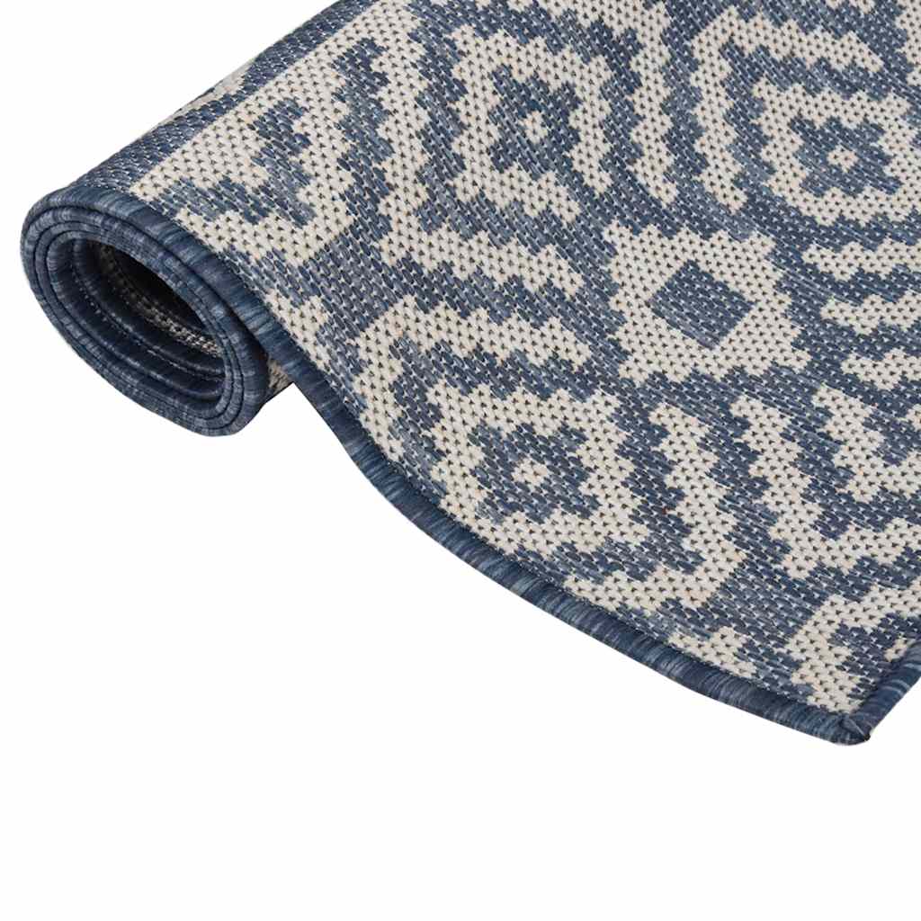 Buitenkleed met patroon platgeweven 160x230 cm blauw – afbeelding 3