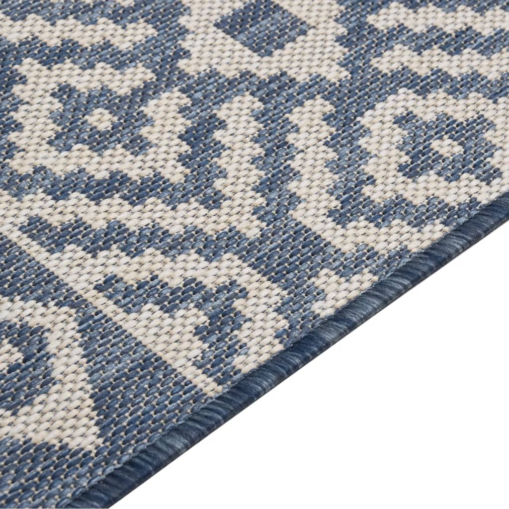 Buitenkleed met patroon platgeweven 160x230 cm blauw – afbeelding 4
