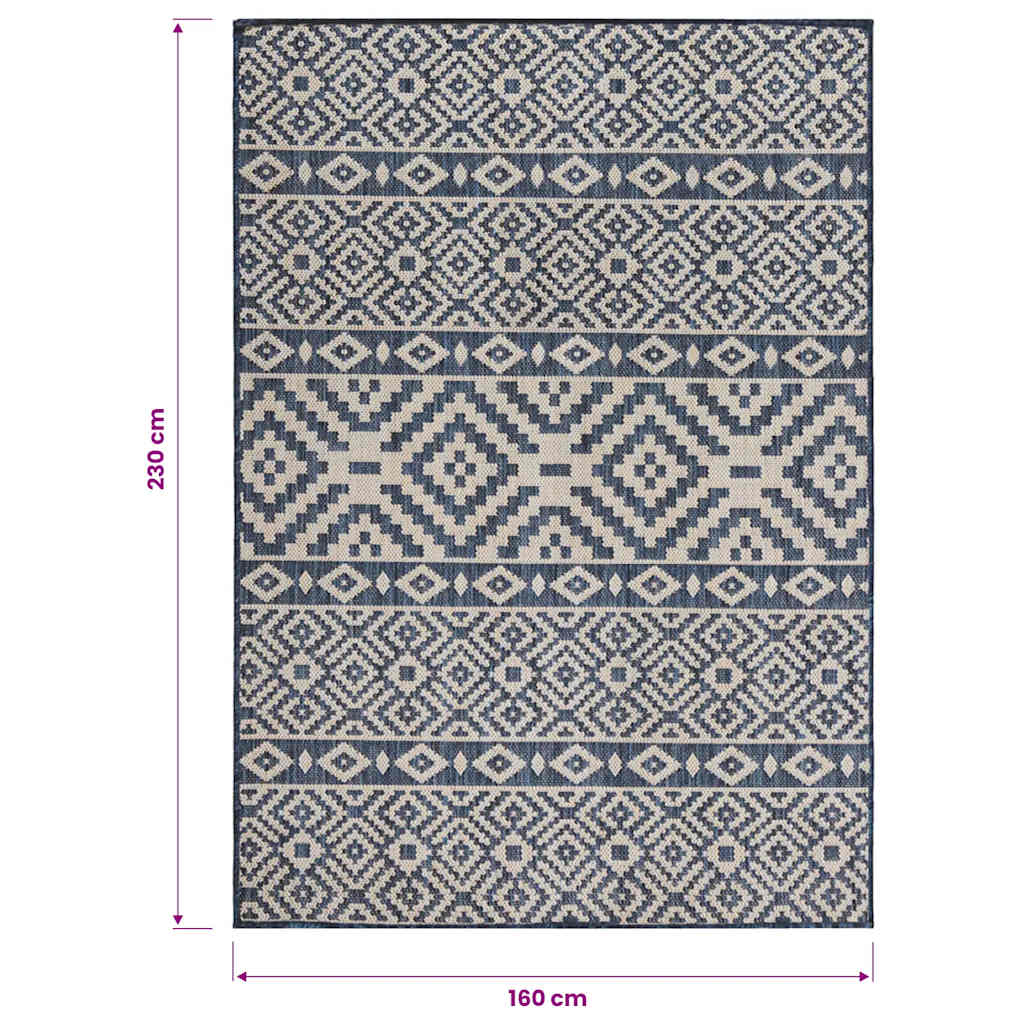 Buitenkleed met patroon platgeweven 160x230 cm blauw – afbeelding 6