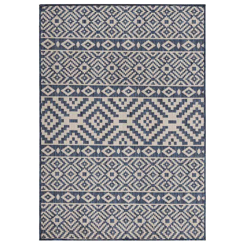 Buitenkleed met patroon platgeweven 200x280 cm blauw