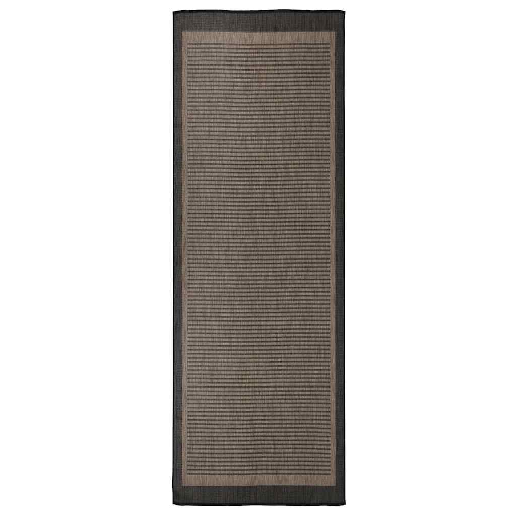 Buitenkleed platgeweven 80x250 cm donkerbruin