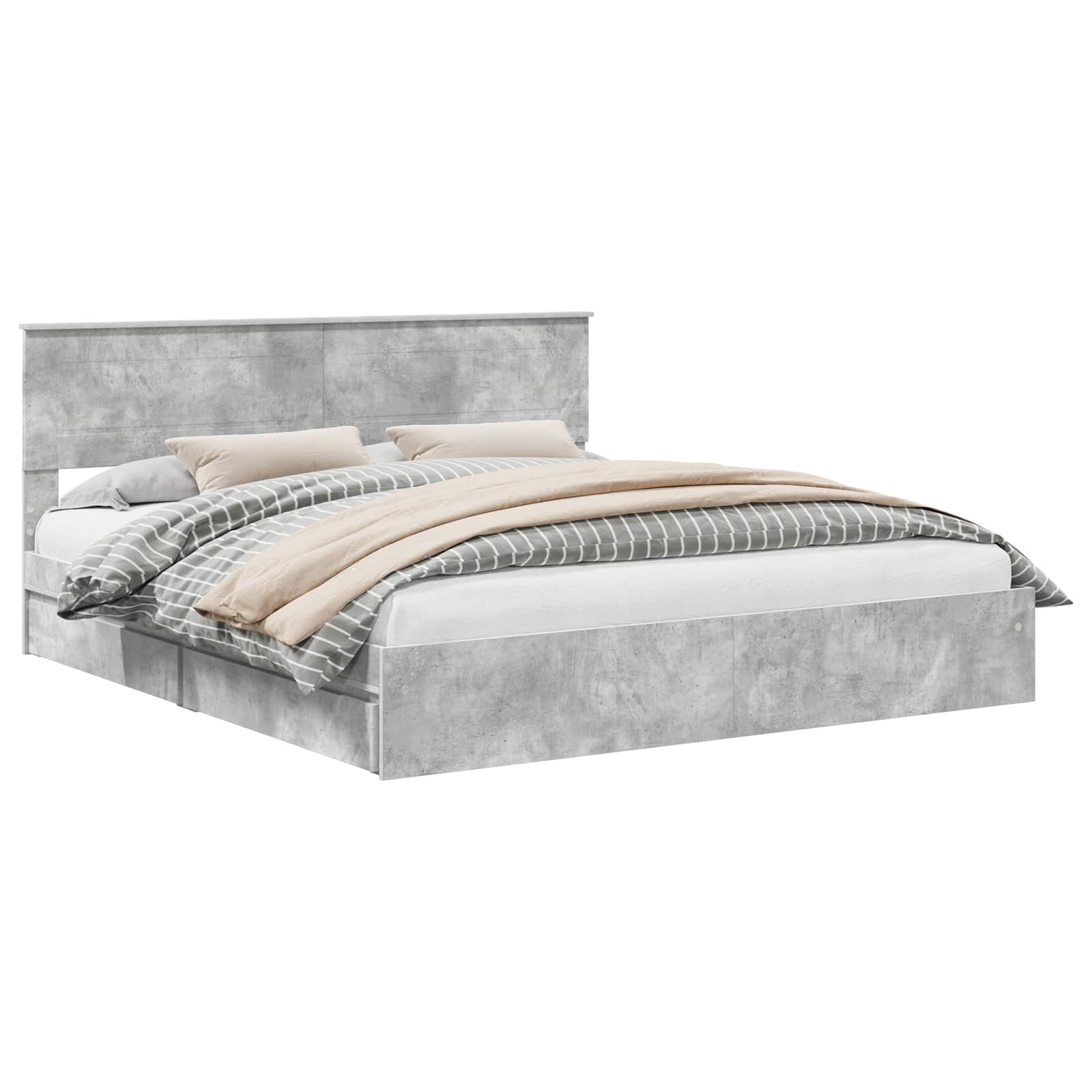 Opslag bed met hoofdeinde Beton Grijs 180 x 200 cm Bewerkt hout – afbeelding 2