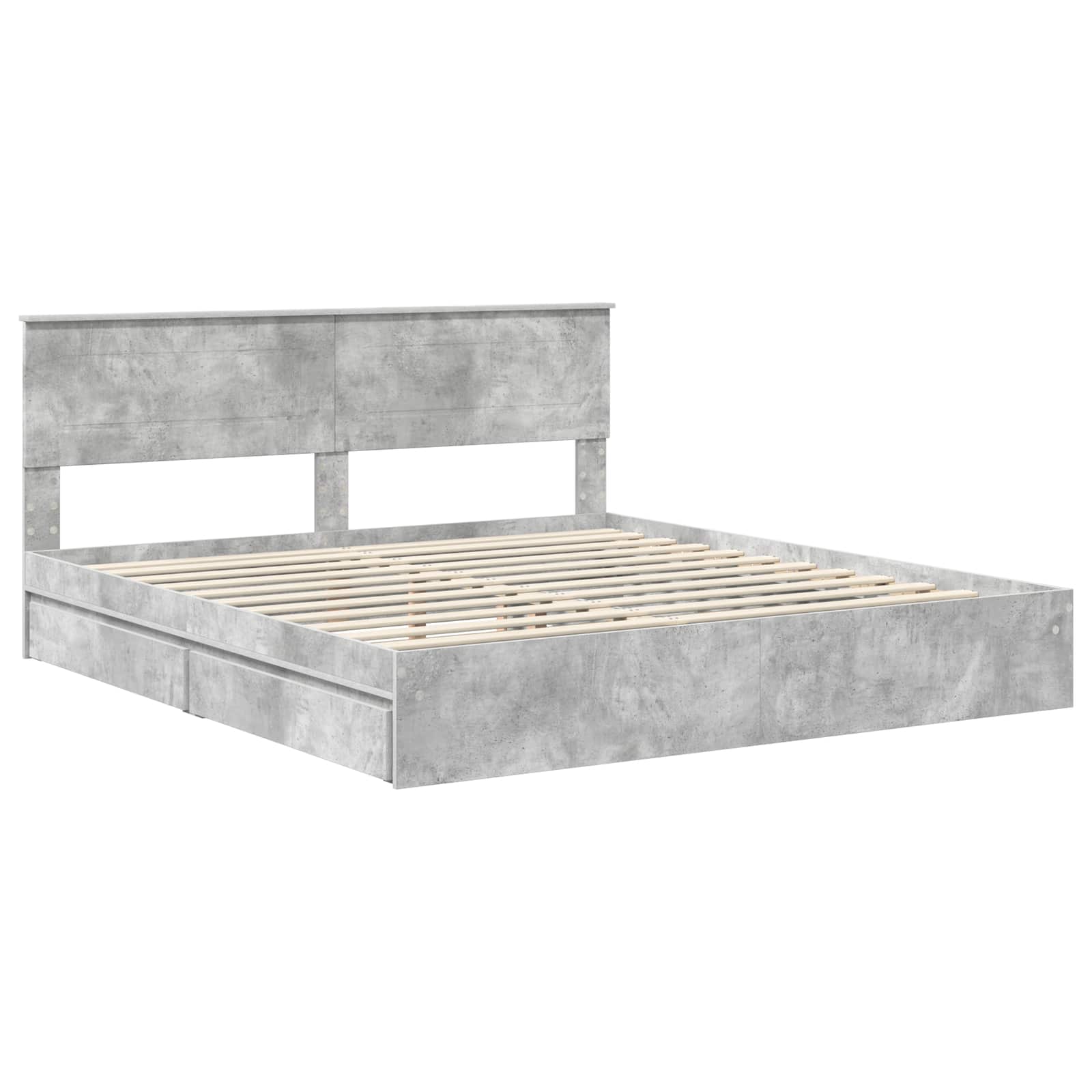 Opslag bed met hoofdeinde Beton Grijs 180 x 200 cm Bewerkt hout – afbeelding 4