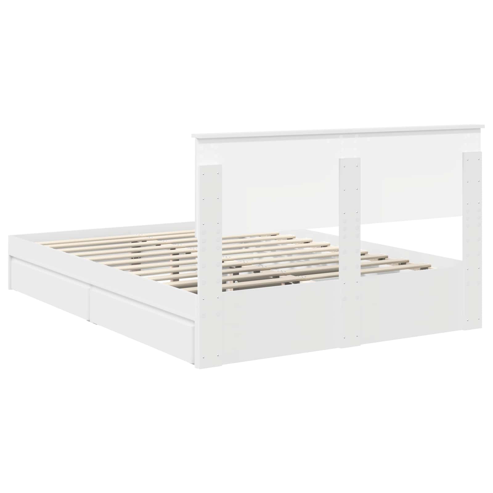 Opslag bed met hoofdeinde Wit 150 x 200 cm Bewerkt hout – afbeelding 10