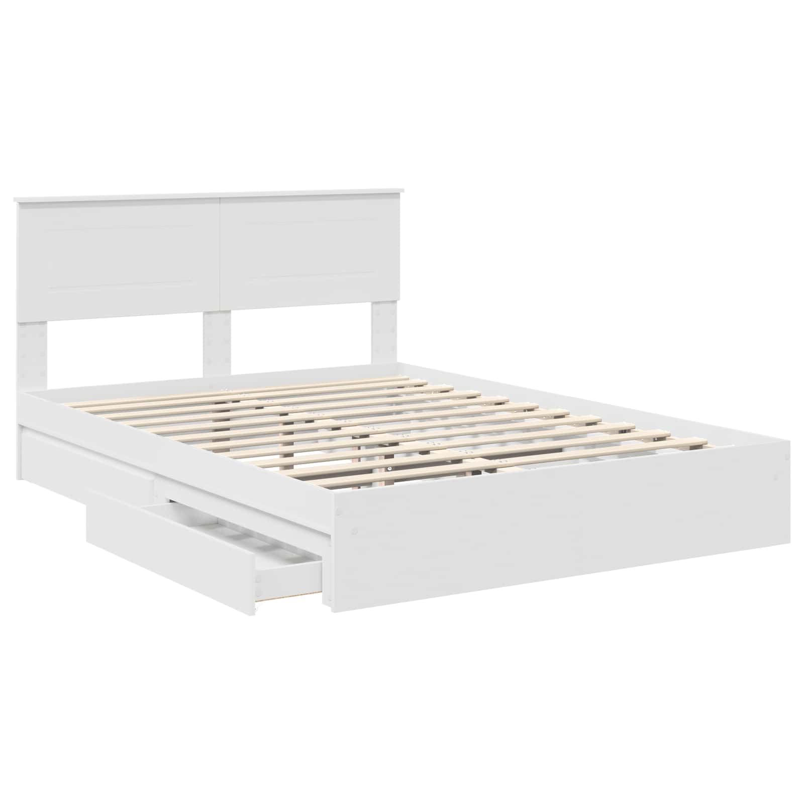 Opslag bed met hoofdeinde Wit 150 x 200 cm Bewerkt hout – afbeelding 5