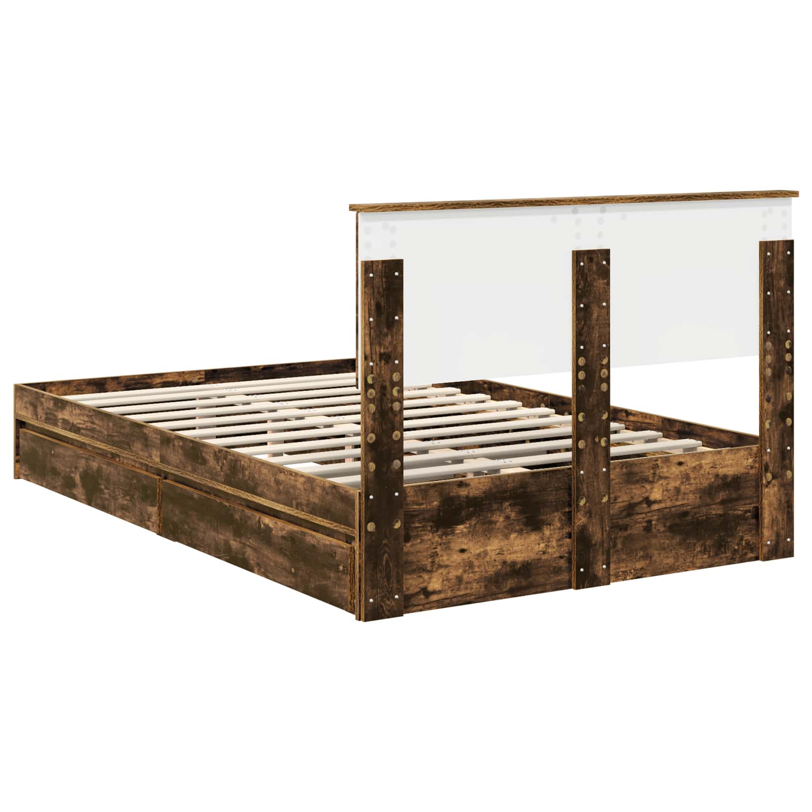 Opslag bed met lade Gerookt eiken 120 x 200 cm Bewerkt hout – afbeelding 10