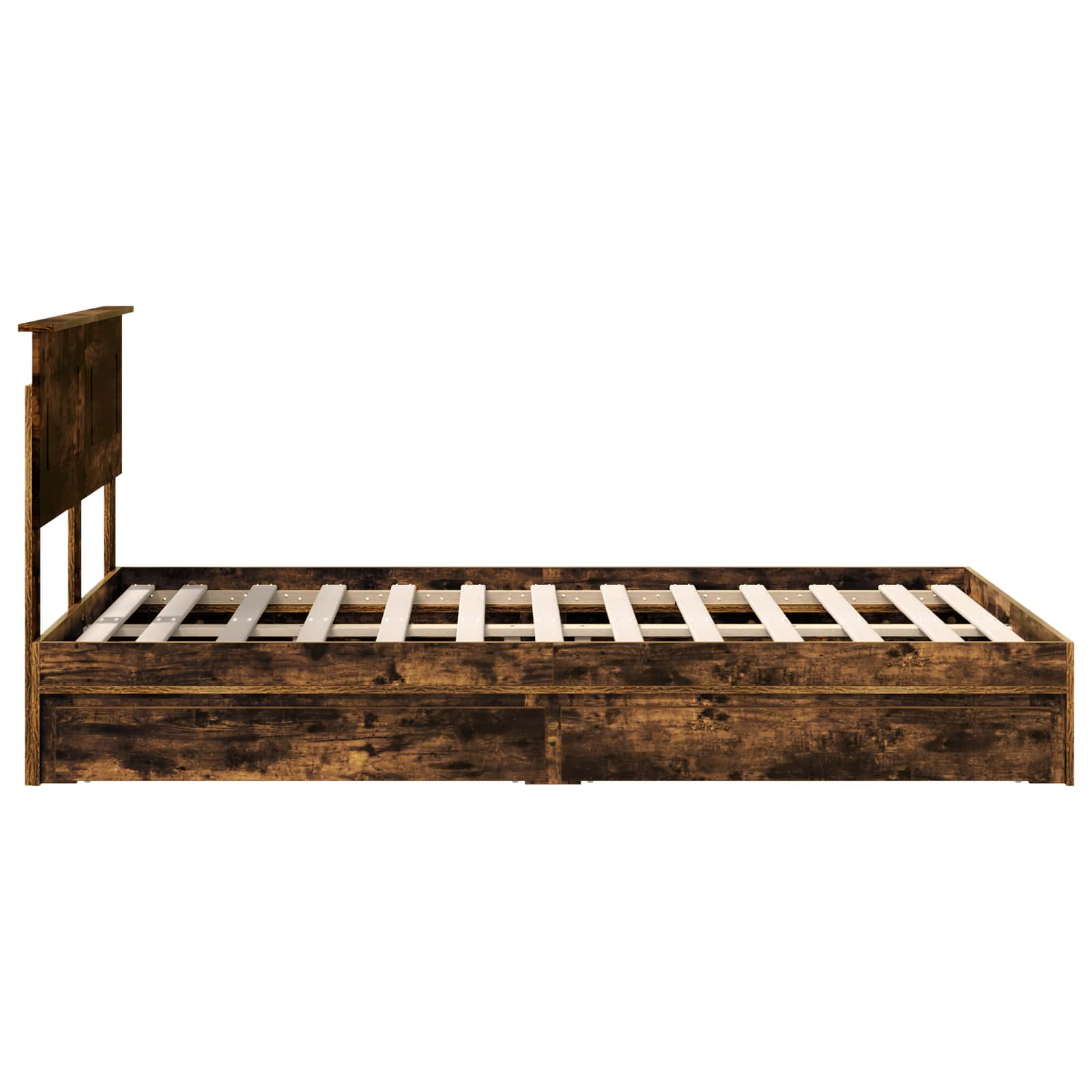 Opslag bed met lade Gerookt eiken 120 x 200 cm Bewerkt hout – afbeelding 9