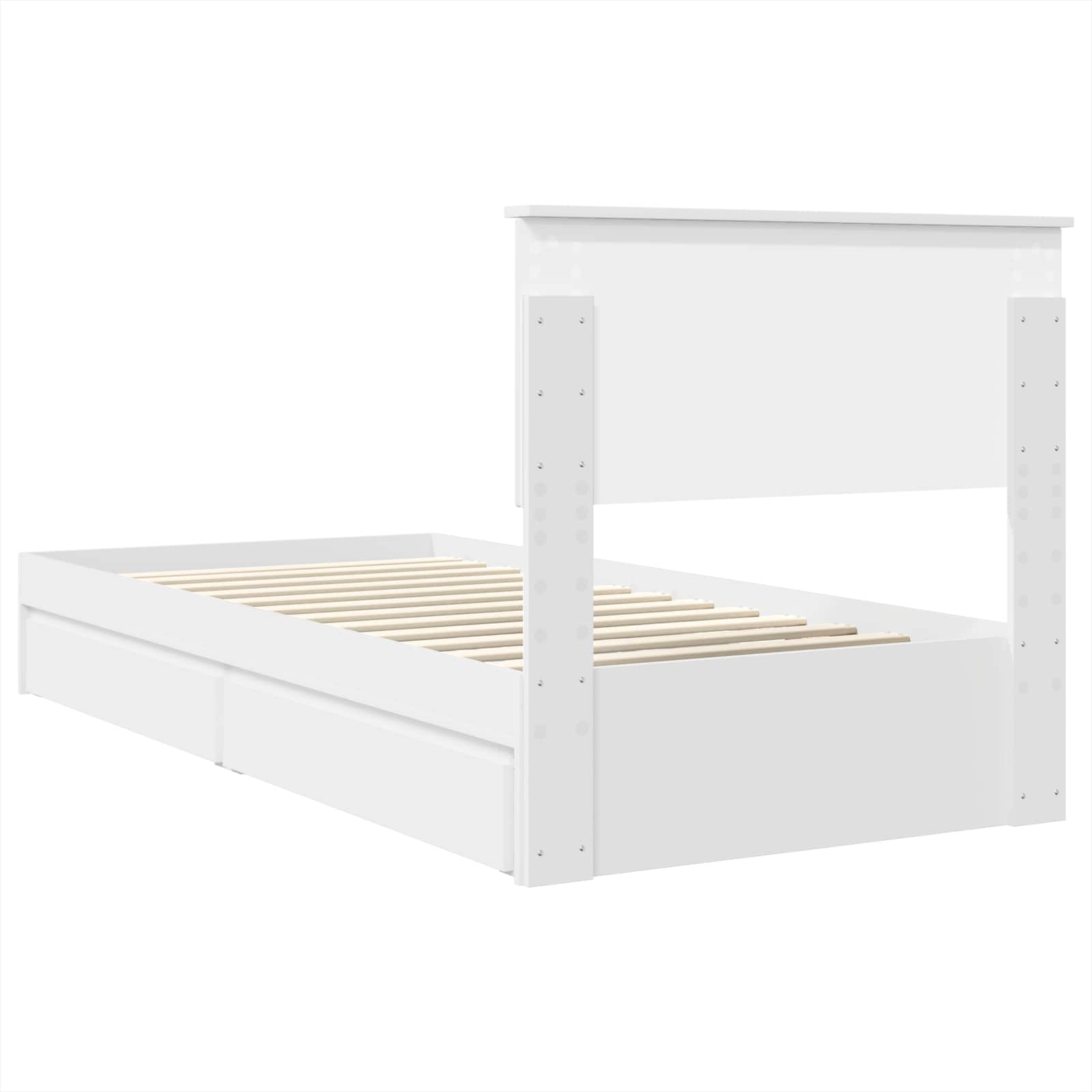 Opslag bed met hoofdeinde met lade Wit 90 x 190 cm Bewerkt hout – afbeelding 10