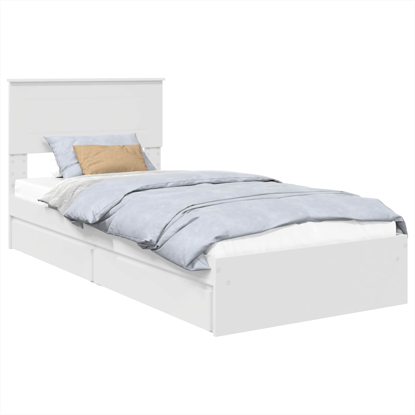 Opslag bed met hoofdeinde met lade Wit 90 x 190 cm Bewerkt hout – afbeelding 2