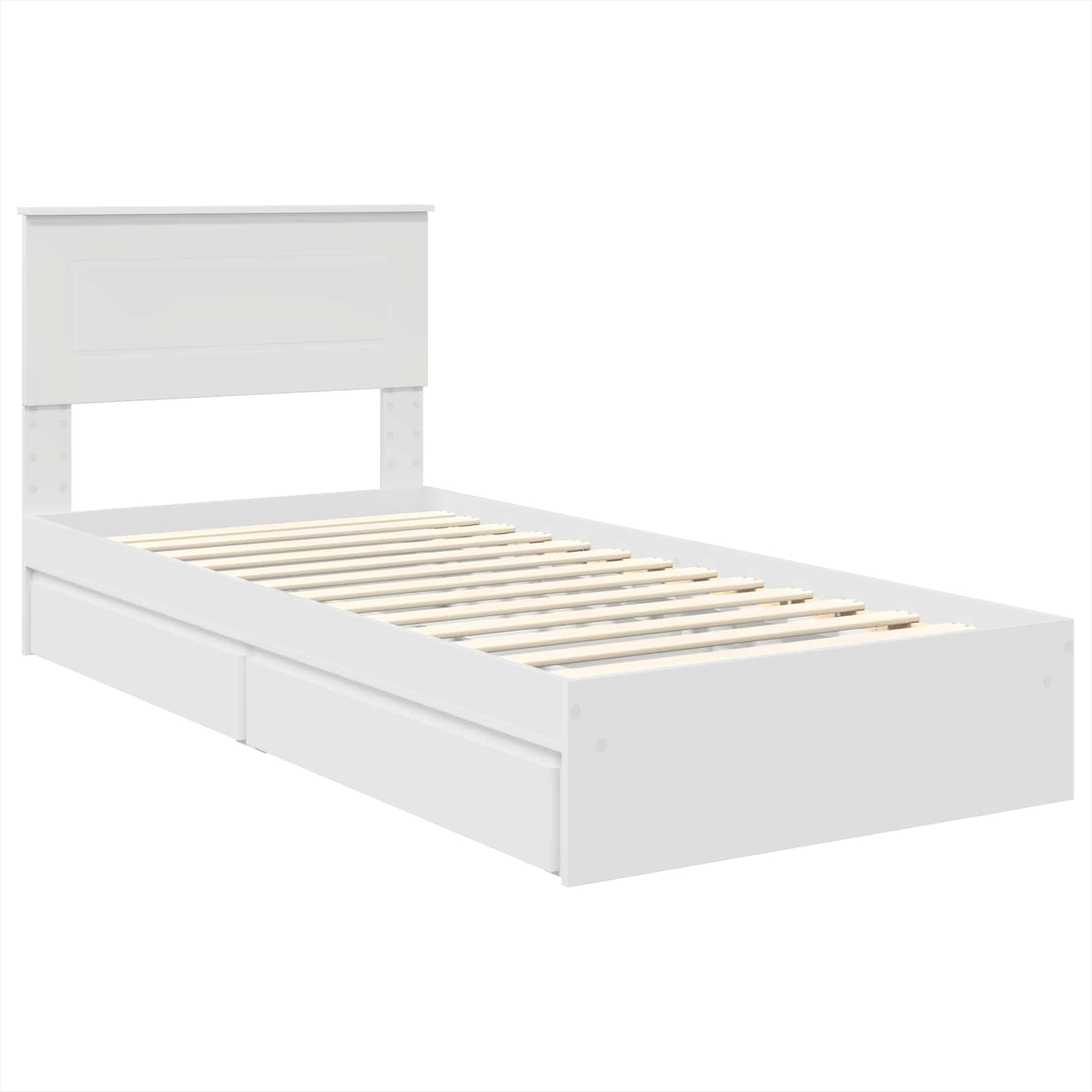 Opslag bed met hoofdeinde met lade Wit 90 x 190 cm Bewerkt hout – afbeelding 4