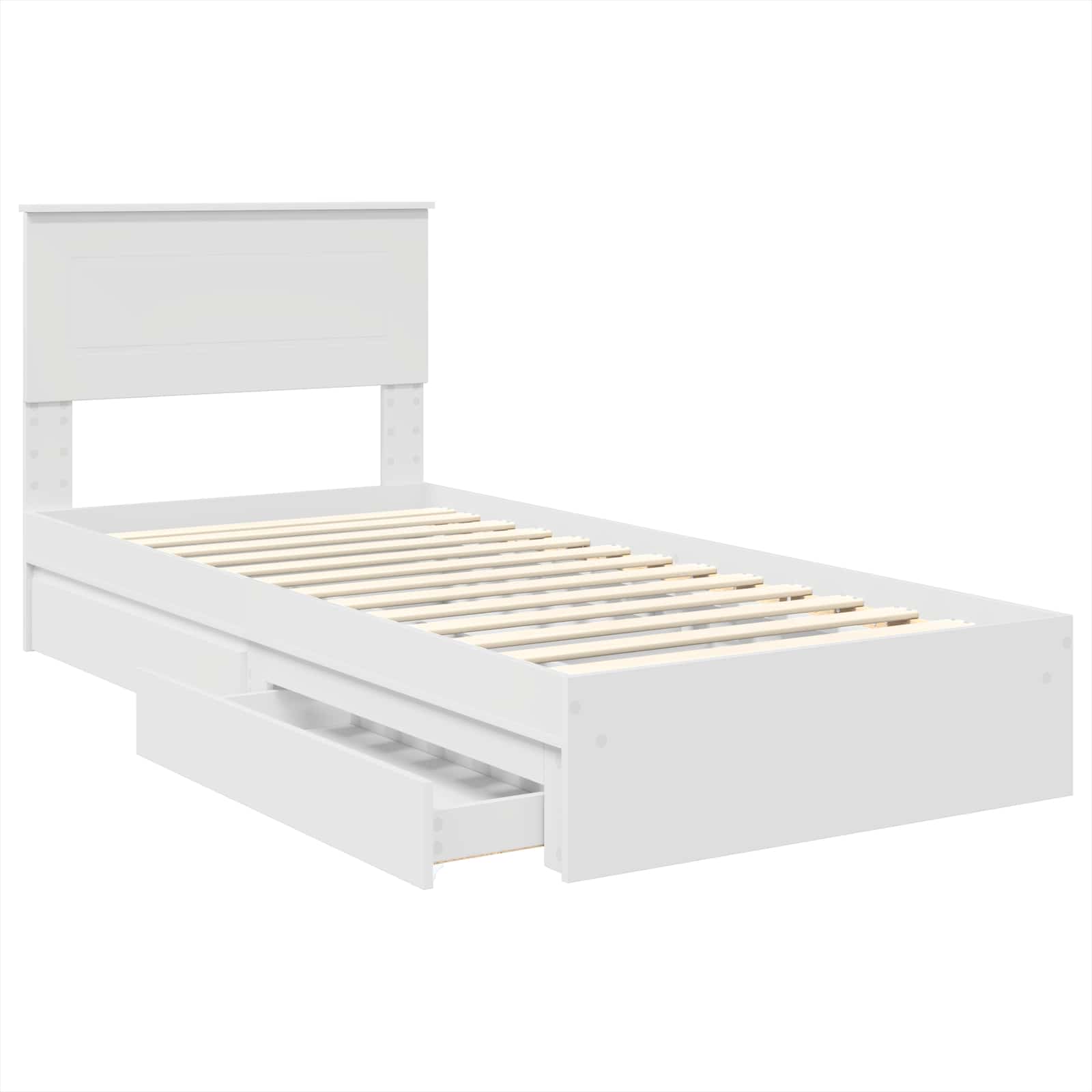 Opslag bed met hoofdeinde met lade Wit 90 x 190 cm Bewerkt hout – afbeelding 5